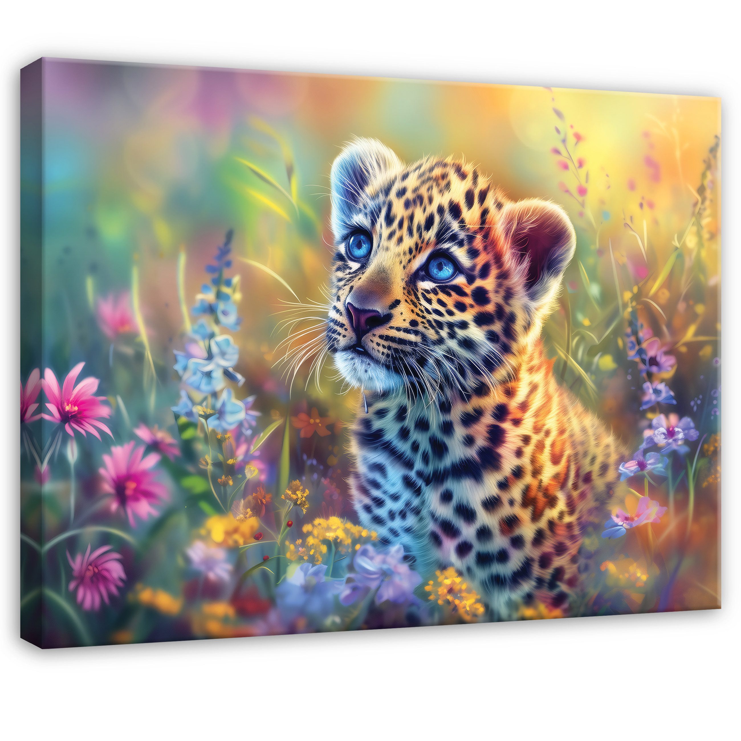 Wallarena Leinwandbild Kinderzimmer Tiger Blumen Rosa Wandbild Wand Deko Le günstig online kaufen