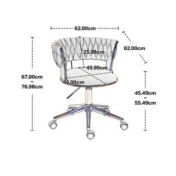 IDEASY Drehstuhl Büroschreibtisch und Stuhl aus Samt, gewebte Rückenlehne, 360° drehbar, höhenverstellbar, Arbeitsstuhl, Make-up-Stuhl