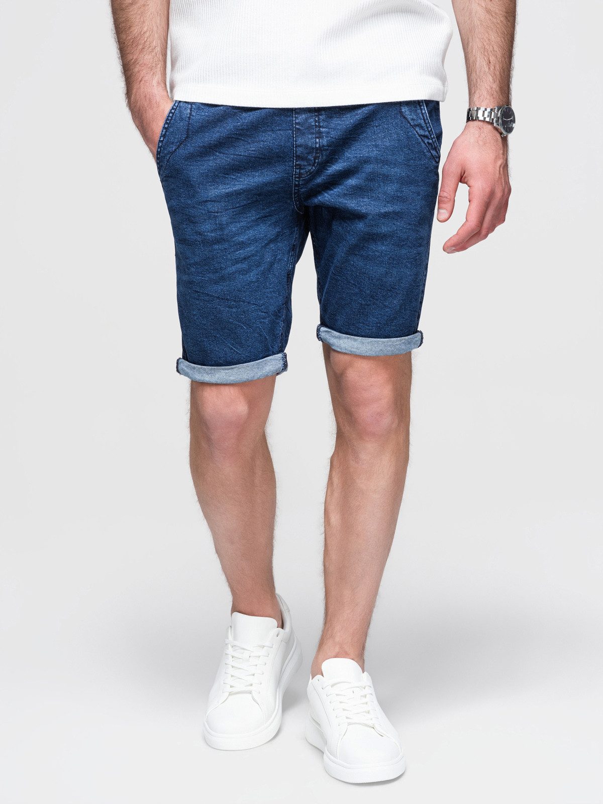 Jeansshorts Jeansshorts für Herren mit hochgekrempeltem Bein