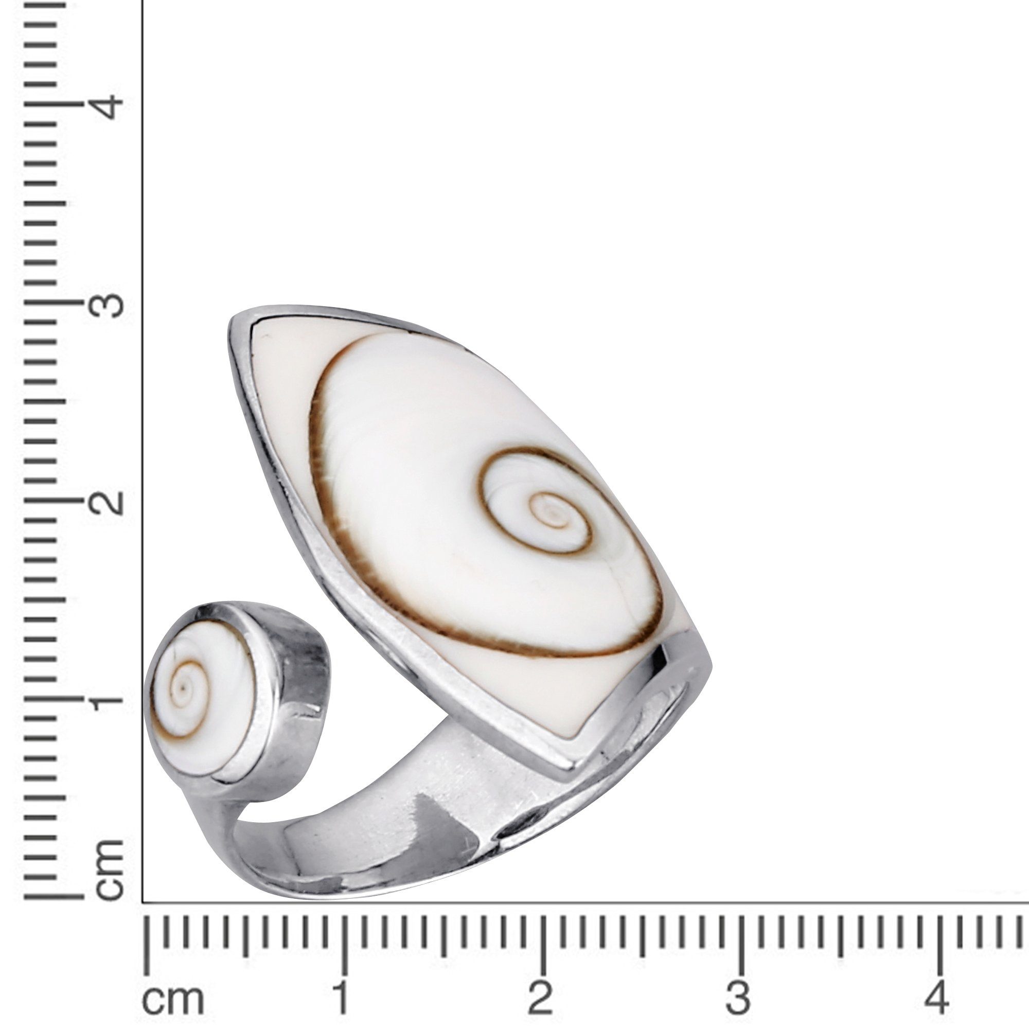 Zeeme Fingerring 925/- weiß, Ring Muschel Sterling Silber