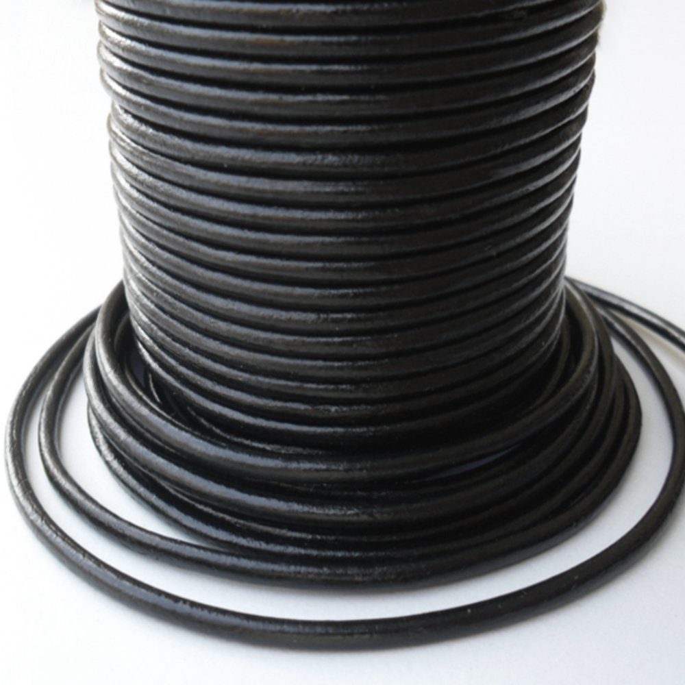 Auroris Bastelnaturmaterial 25m Rolle Lederband rund Durchmesser 2mm Farbe wählbar, Lederschnur Lederriemen