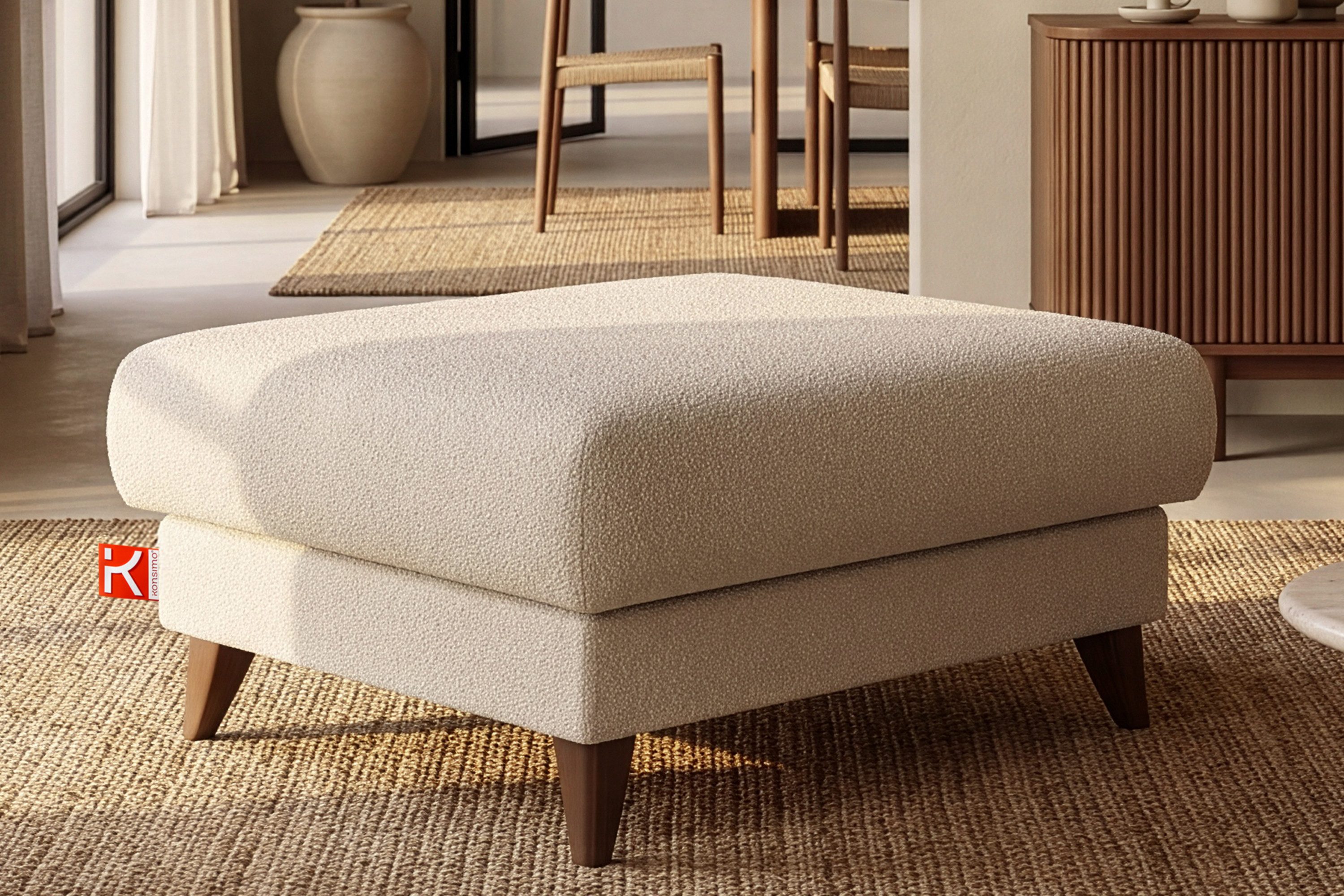 KONSIMO® Sitzhocker mit Stauraum GUSTAVO hergestellt in der EU, handgefertigt, braun Füße 13 cm, Elegant