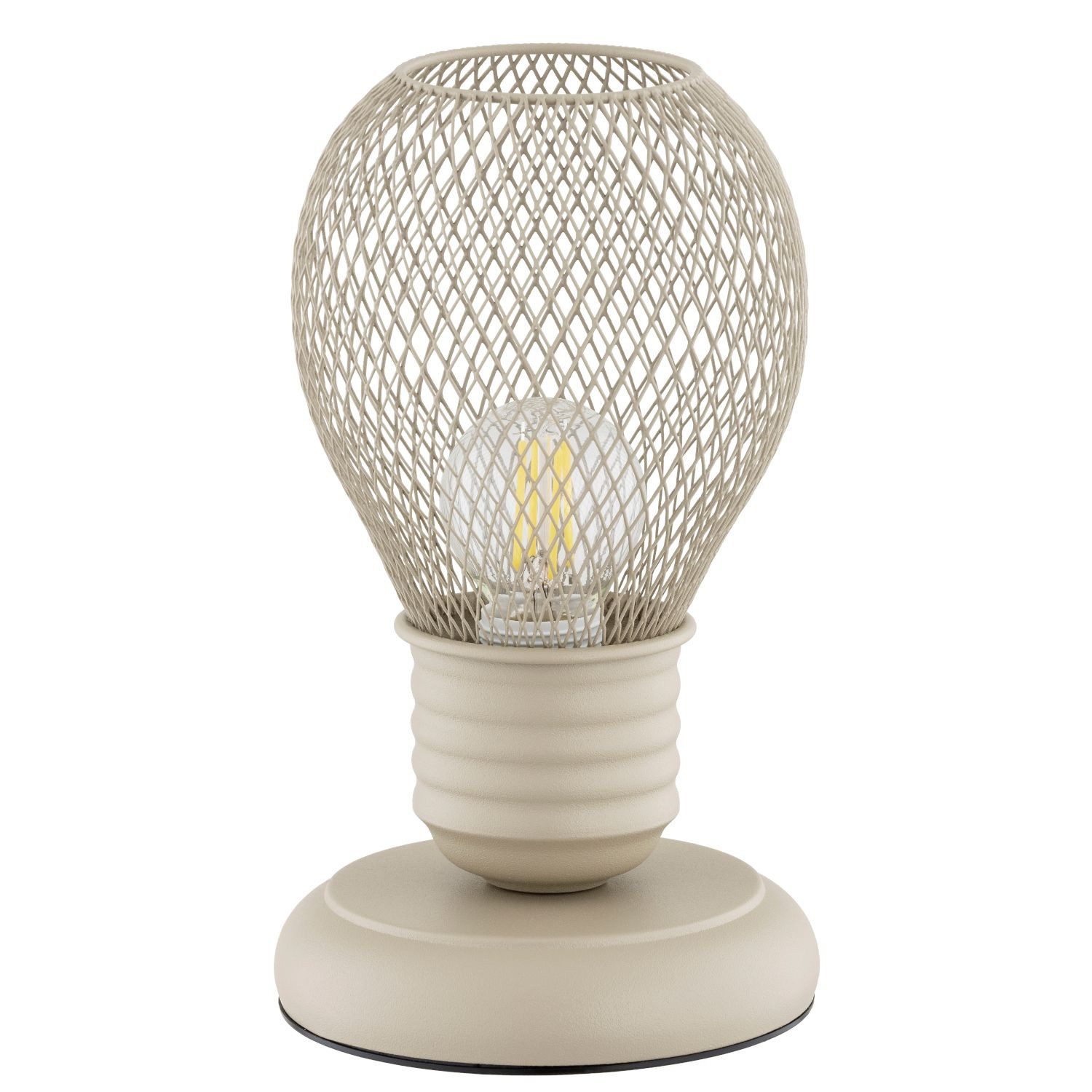 Licht-Erlebnisse Tischleuchte HIRTA, ohne Leuchtmittel, Beige Kinderzimmer Metall 21 cm hoch E14 Drahtschirm