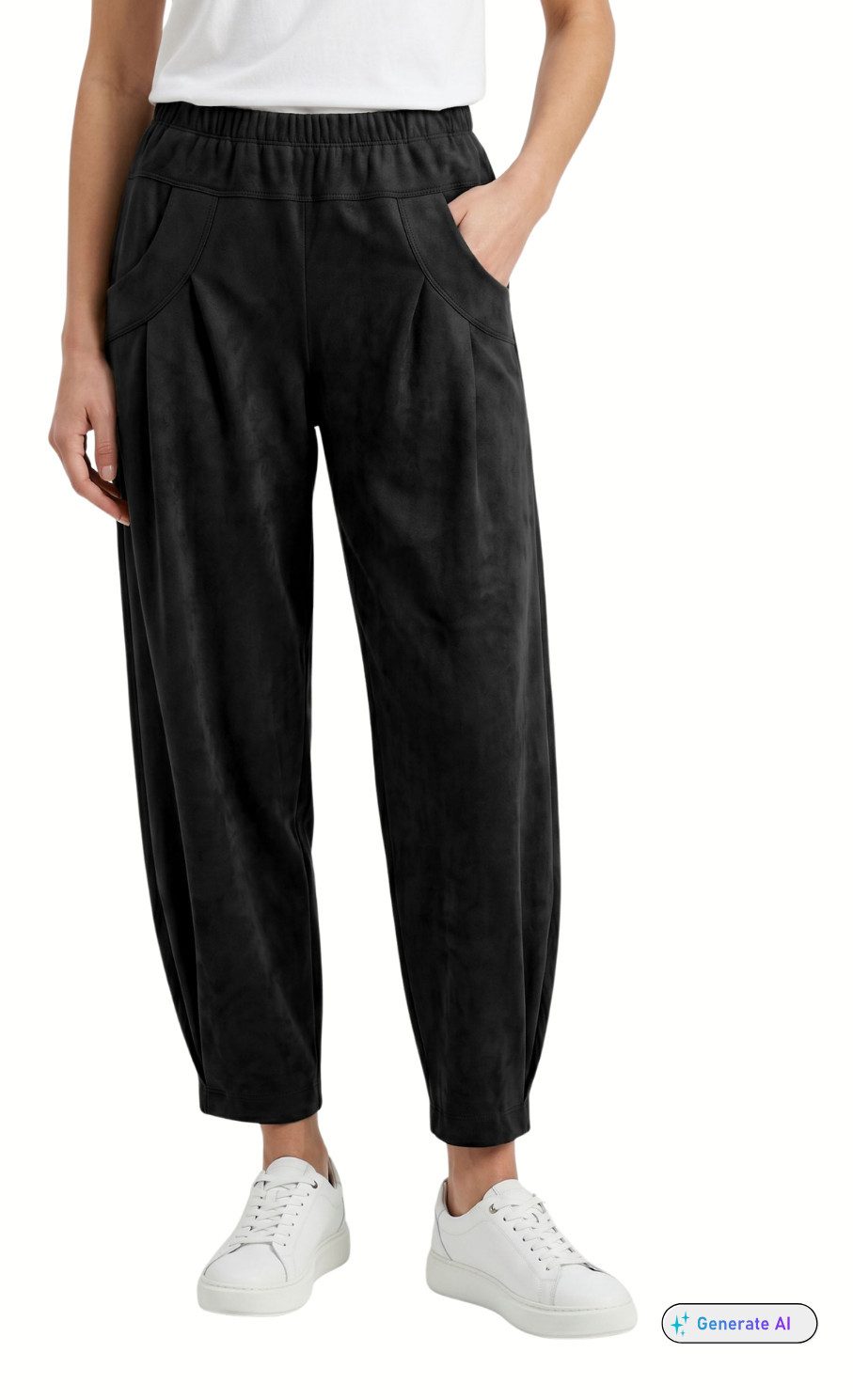 Stehmann Schlupfhose Stehmann, Schlupfhose Rachell2-680 aus veganem Wildleder Veganes Wildleder, Faltendetails an Taschen und Saum