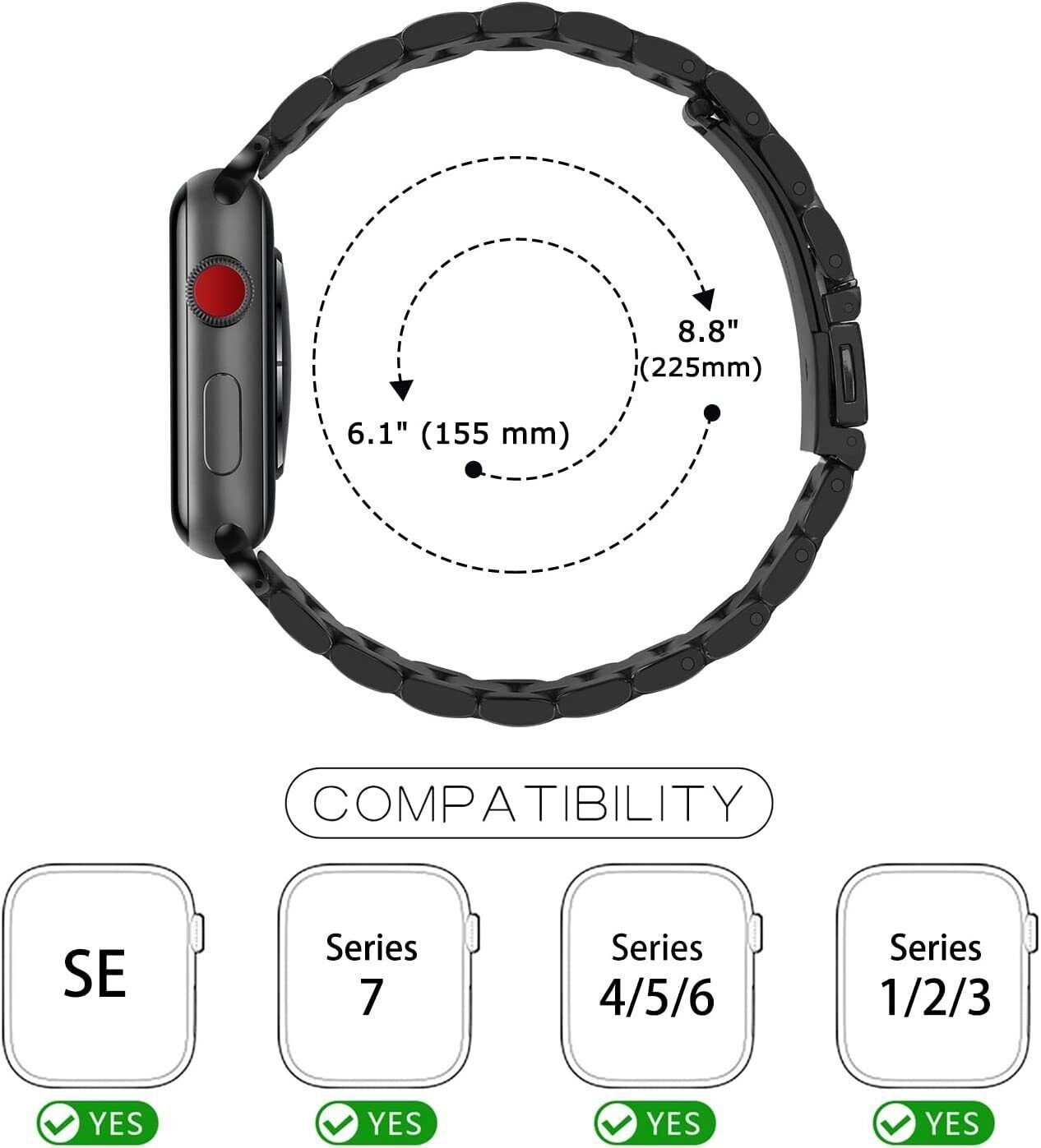Widmann-Shop Smartwatch-Armband Apple Watch 8 Silber 3 Edelstahl 5 Ersatz 7 Serie 38-49mm Armband 4 SE 6 Band
