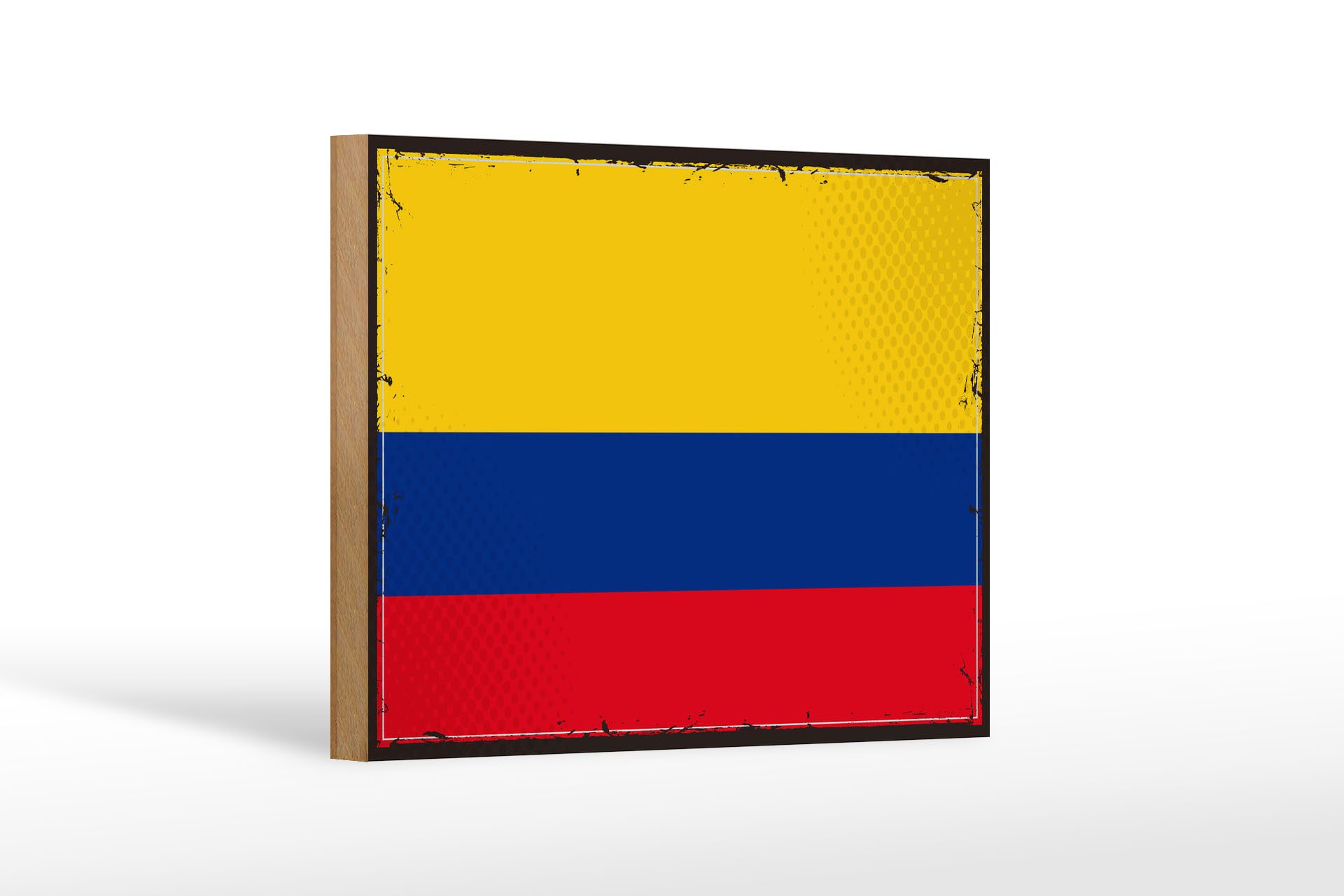 Femer GmbH Holzbild Flagge Kolumbiens 18x12 cm Retro Flag Colombia, Flaggen (1 St), Glatte Holzfaserplatte (MDF), vorn beschichtet