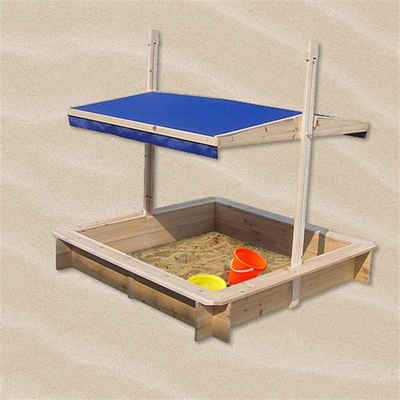 Mucola Sandkasten »Sandkiste 120x120 CM Holz mit verstellbaren Dach blau Holzsandkasten Sandbox Sandkasten Spielhaus«, (Stück), Mit verstellbarem Sonnendach