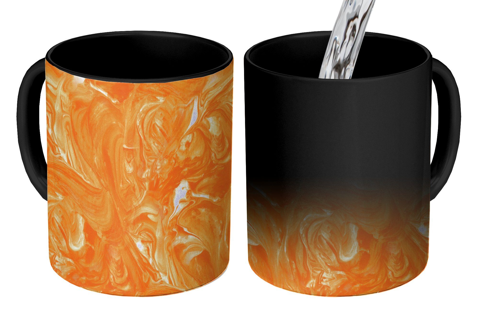 MuchoWow Tasse Orange - Marmor - Farbe, Keramik, Farbwechsel, Kaffeetassen, Teetasse, Zaubertasse, Geschenk