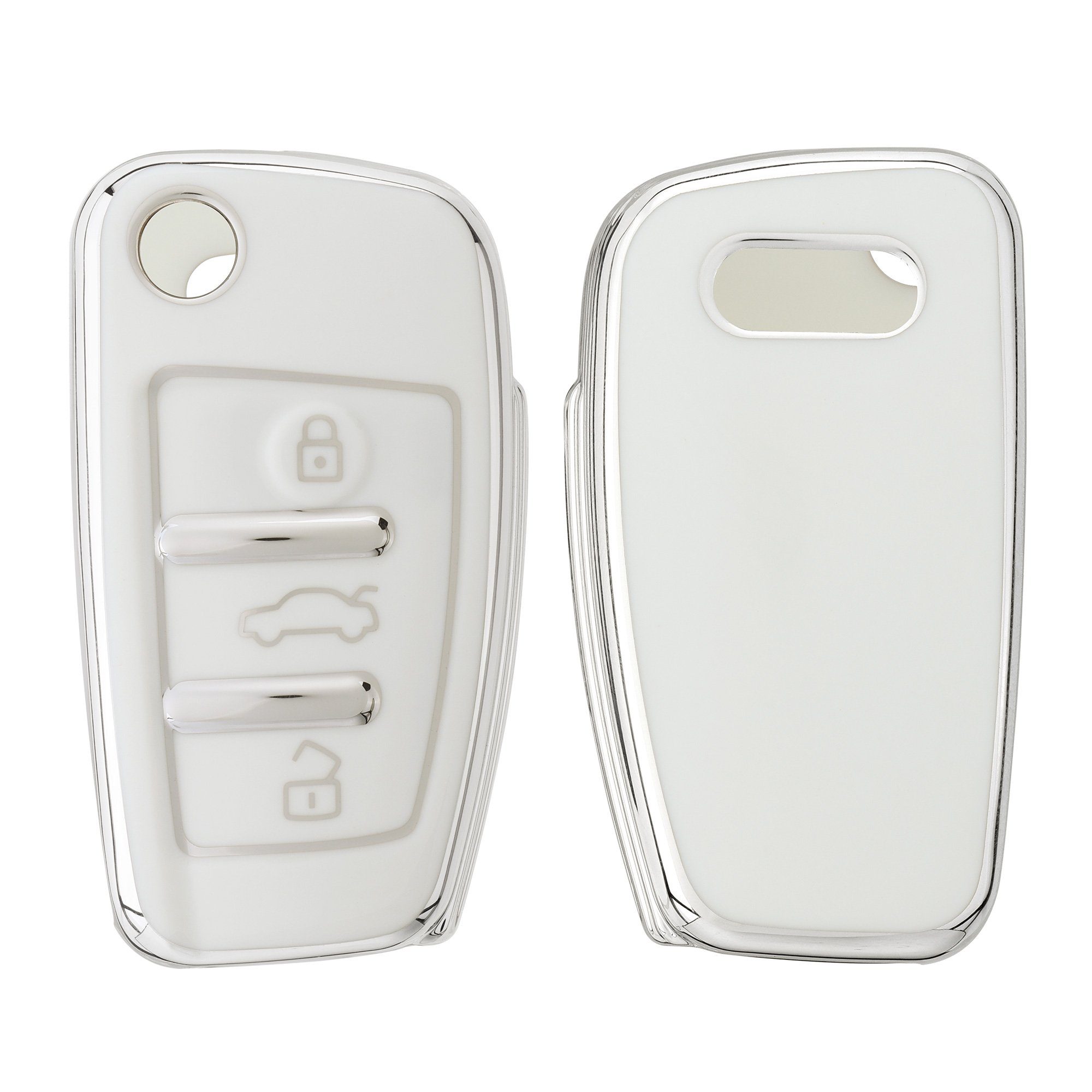 kwmobile Schlüsseltasche Autoschlüssel Hülle für Audi, Schlüsselhülle Silikon Cover Weiß