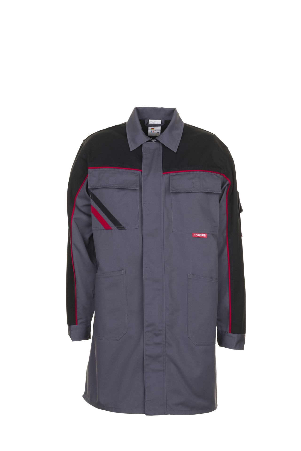 Planam Arbeitsjacke PLANAM Herren Berufsmantel HIGHLINE Schiefer/Schwarz/Rot 44