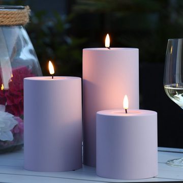 Deluxe Homeart LED-Kerze MIA Deluxe für Außen 3D Flamme flackernd H: 15cm D: 10cm rosa outdoor (1-tlg)