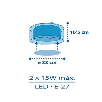 click-licht Deckenleuchte Kinderzimmer Deckenleuchte Planets in Blau E27 2-flammig, keine Angabe, Leuchtmittel enthalten: Nein, warmweiss, Deckenlampe, Deckenbeleuchtung, Deckenlicht