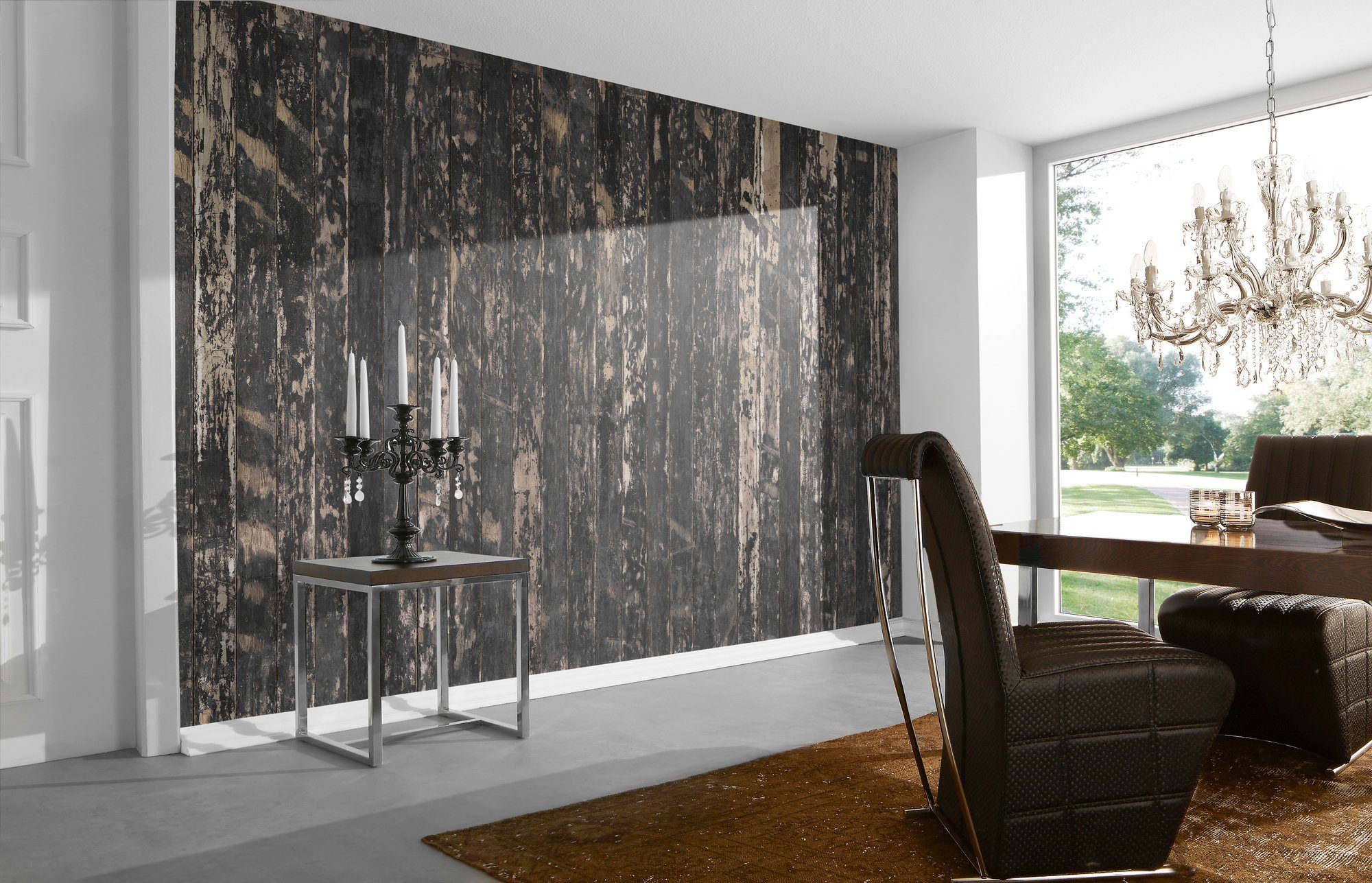 Architects Paper Fototapete Wooden Floor Black, Wand, Vlies, Schräge St), 6 (Set