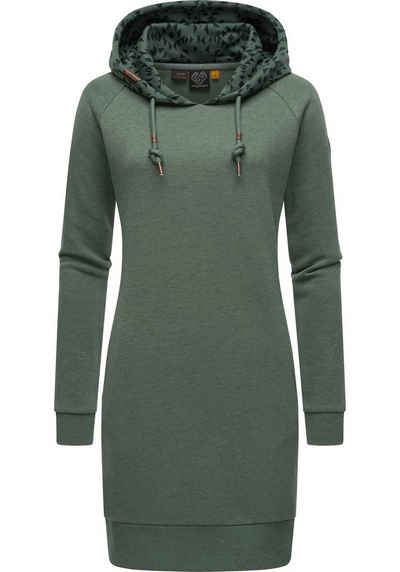 Ragwear Sweatkleid Bessi Langärmliges Baumwoll Kleid mit Printmuster-Kapuze