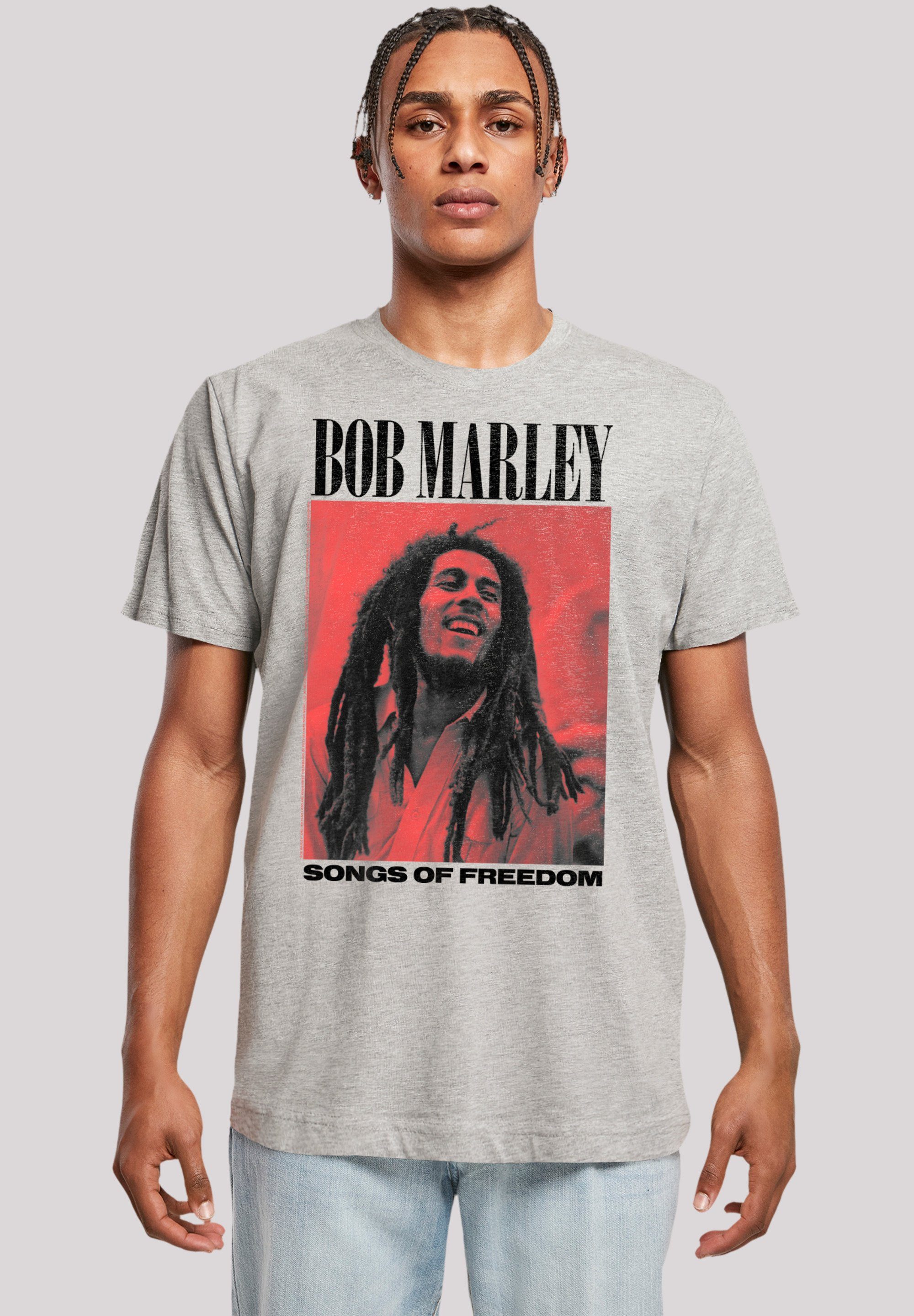 F4NT4STIC T-Shirt Bob Marley Songs Of Freedom Reggae Music Premium Qualität, Musik, By Rock Off heather grey