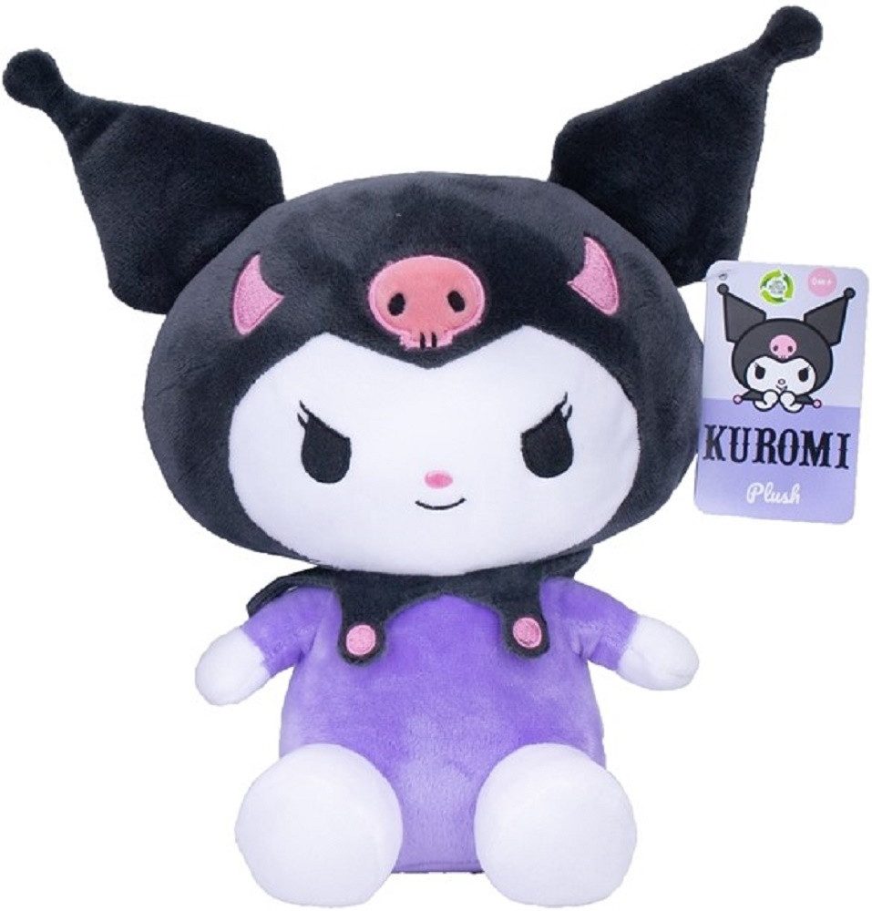 SANRIO Kuscheltier Hello Kitty Kuromi Plüschtier schwarz-lila Outfit ca. 23 cm (Set, 1-St., Geschenk-Set), Kultfigur mit Hörnern und süßem Look – ein Hingucker Geschenke