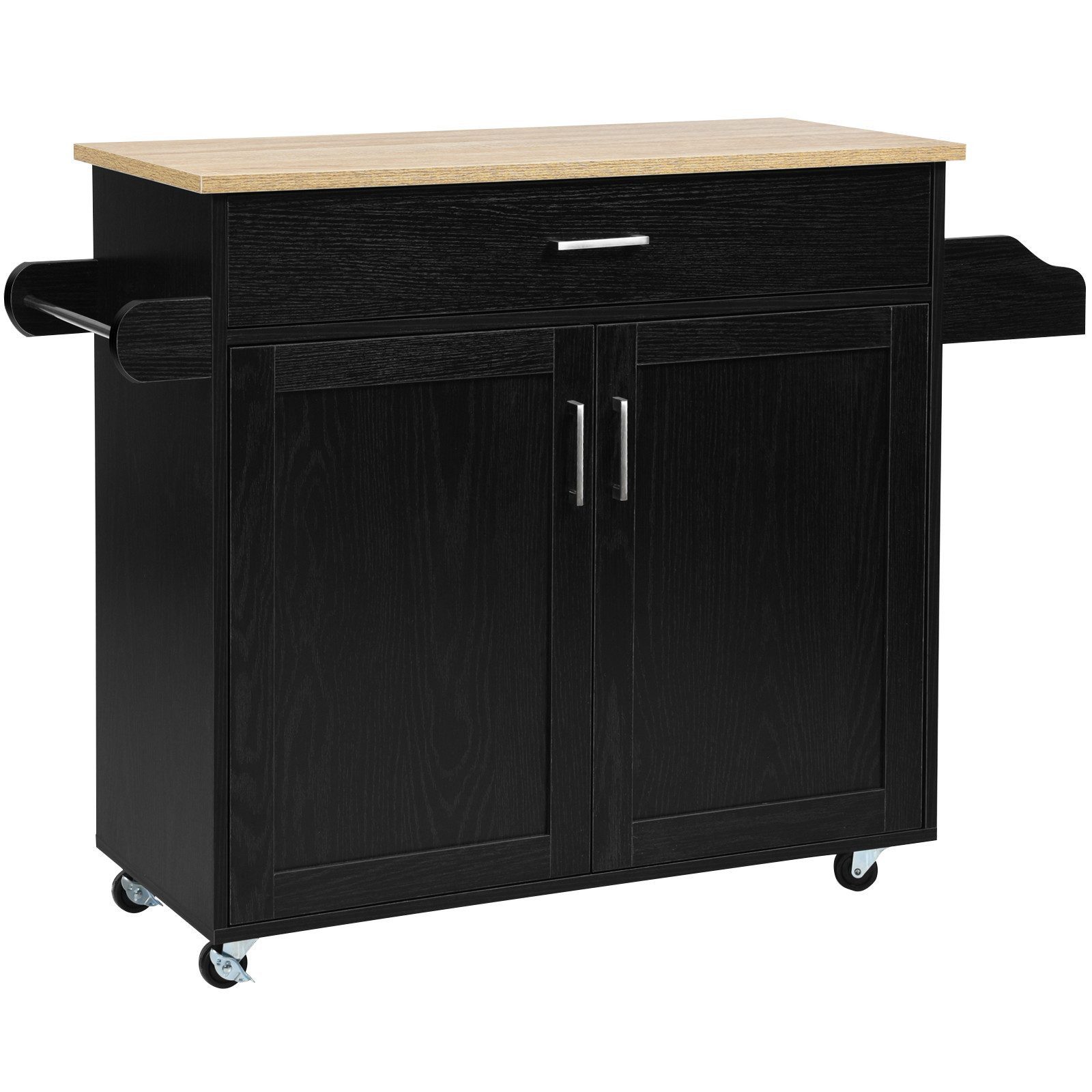 COSTWAY Küchenwagen, Servierwagen mit Arbeitsplatte & Handtuchhalter, Rolle günstig online kaufen