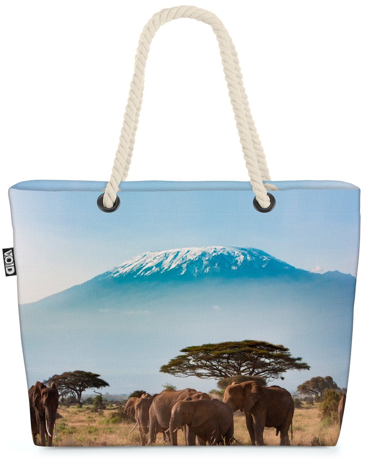 VOID Strandtasche (1-tlg), Elefanten Steppe Afrika Elefanten Steppe Afrika Kilimandscharo Asien