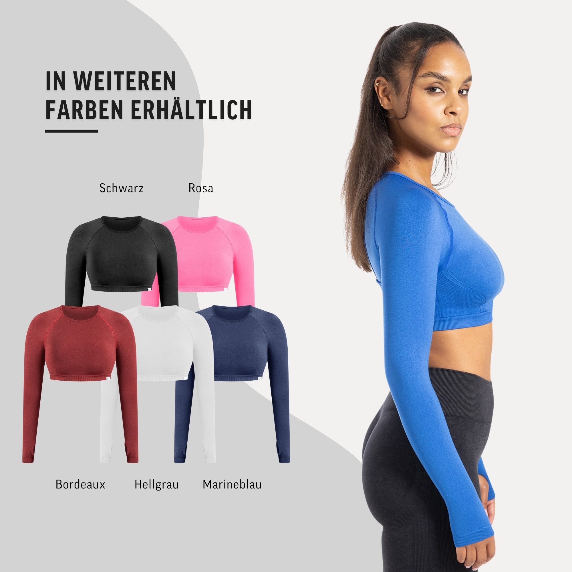 Longsleeve Longsleeve Linnea mit Rückenausschnitt & Daumenloch, Gym Oberteil