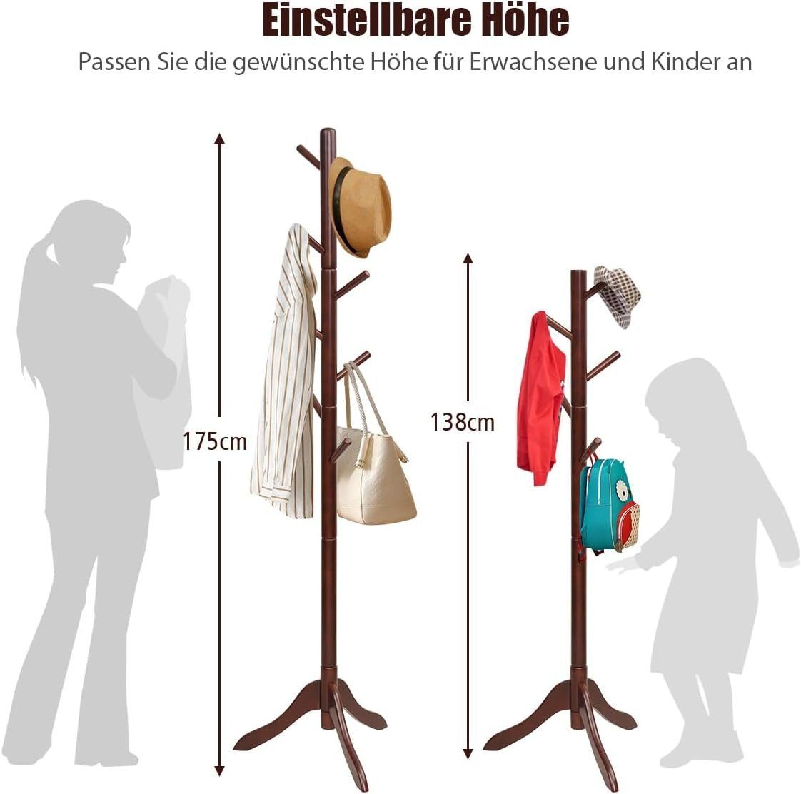 KOMFOTTEU Garderobenständer Kleiderständer, mit 8 Haken günstig online kaufen
