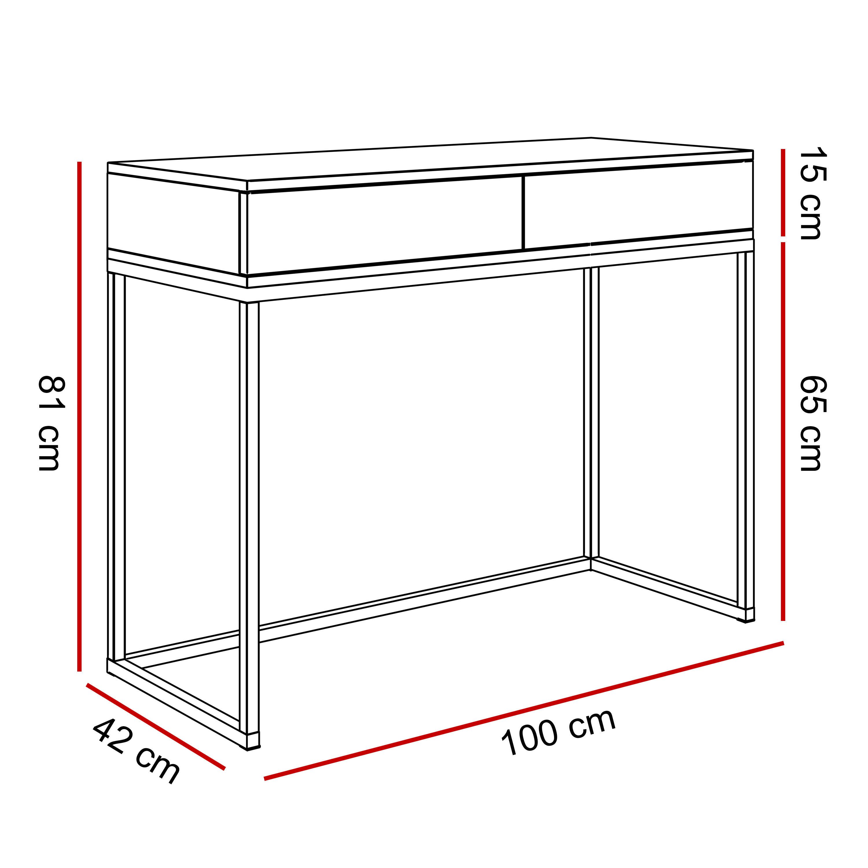 Lookway Konsolentisch BLANCO GLAMOUR auf verchromtem Gestell, 100x81x42 cm – Bild 5 von 5