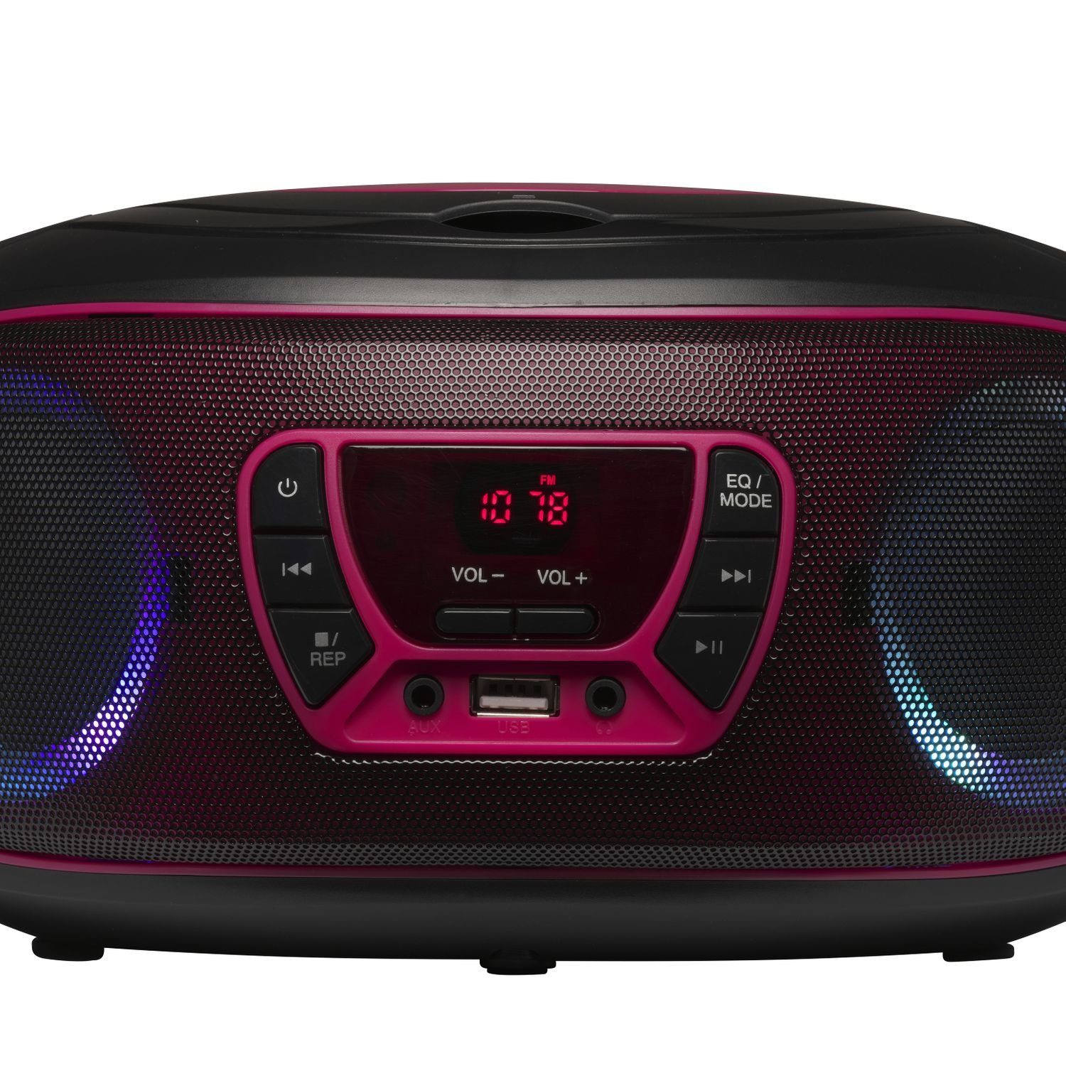 Denver TCL-212BT LED Pink tragbarer AUX-IN, Kopfhörerausgang USB, und Partylicht) (Bluetooth, CD-Player