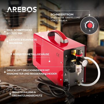 Arebos Plasmaschneidegerät Cut40, bis 12 mm Schnitttiefe, IGBT Schweißgerät Plasma Cutter, stufenlos regelbar von 20 – 40 A