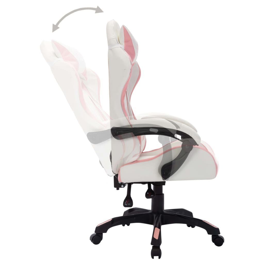 vidaXL Bürostuhl Gaming-Stuhl Kunstleder Schwarz Rosa mit und LED-Leuchten RGB