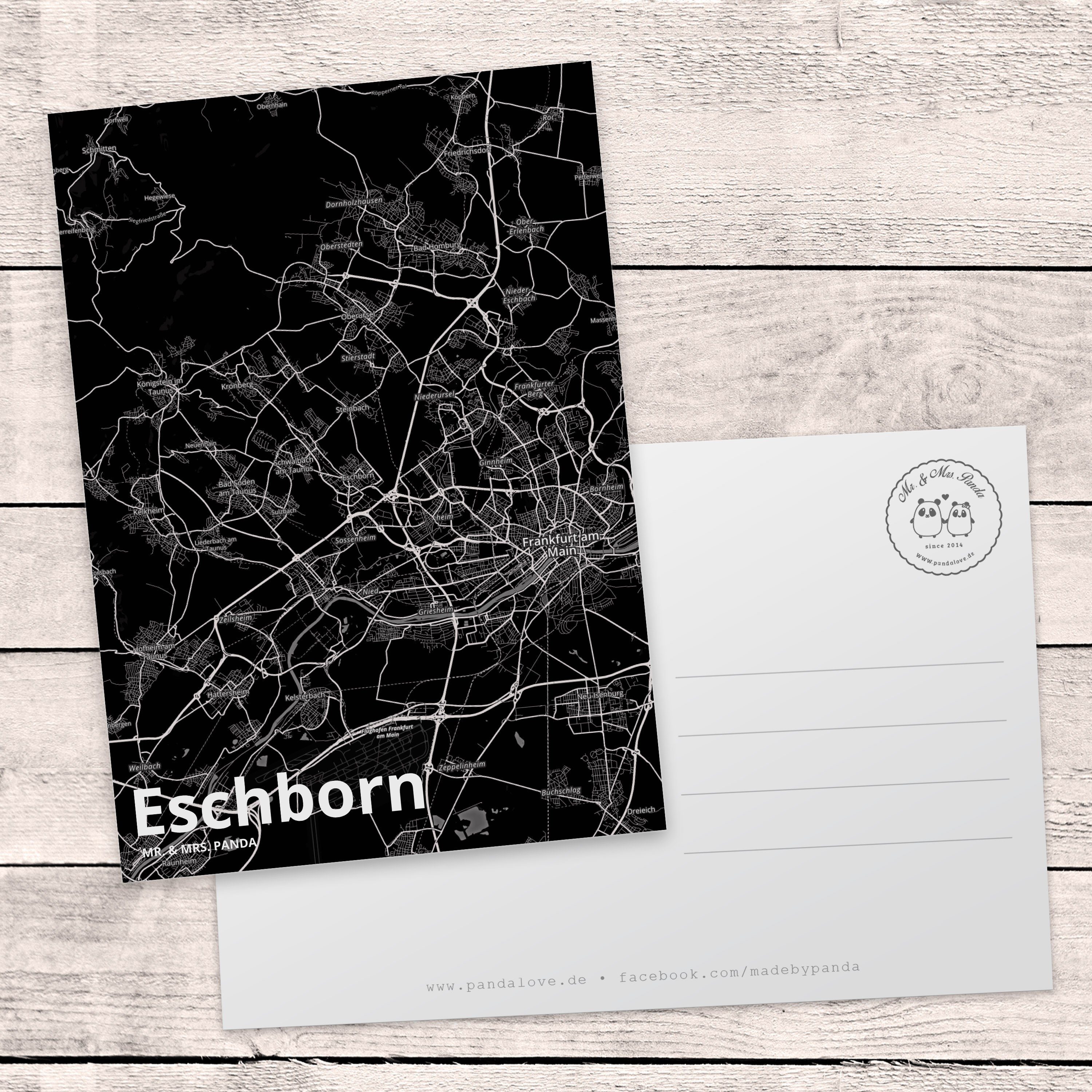 Landkarte Stadtplan, - Panda Karte Dorf Postkarte Mr. & Map Eschborn Mrs. Geburt Geschenk, Stadt