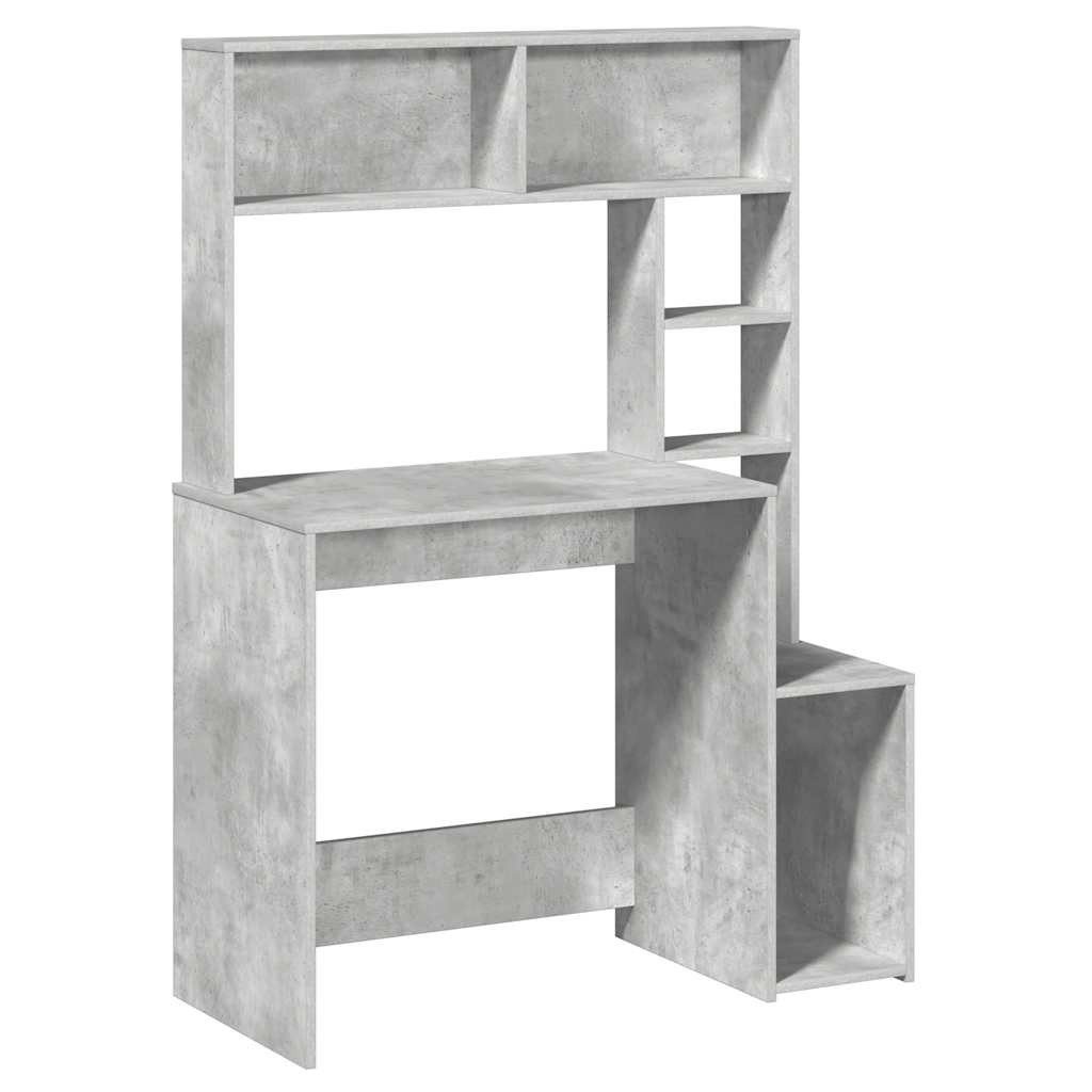 vidaXL Schreibtisch Schreibtisch mit Regal Betongrau 100x45x140 cm Holzwerkstoff