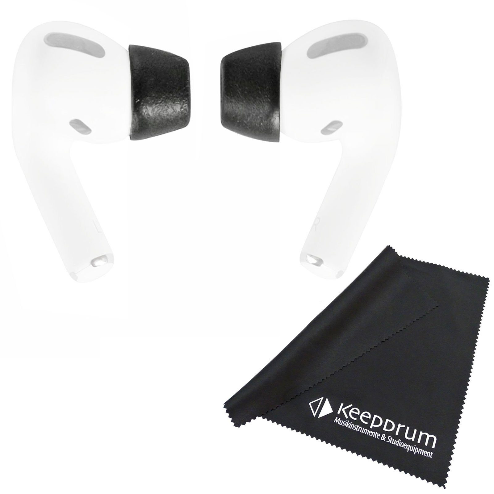 Comply Comply 2.0 Ohrstöpsel für AirPods Pro Größe M + Mikrofasertuch In-Ear-Kopfhörer (Hoher Tragekomfort, Sicherer Sitz, nicht zutreffend, nicht zutreffend)