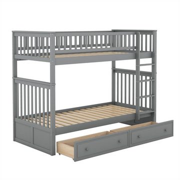 autolock Hochbett Doppel Etagenbett(90x200cm)Kinderbetten,Funktionelle Betten Cabrio-Betten,Etagenbett mit Schubladen(ETA:9.5)Rahmen aus Kiefer