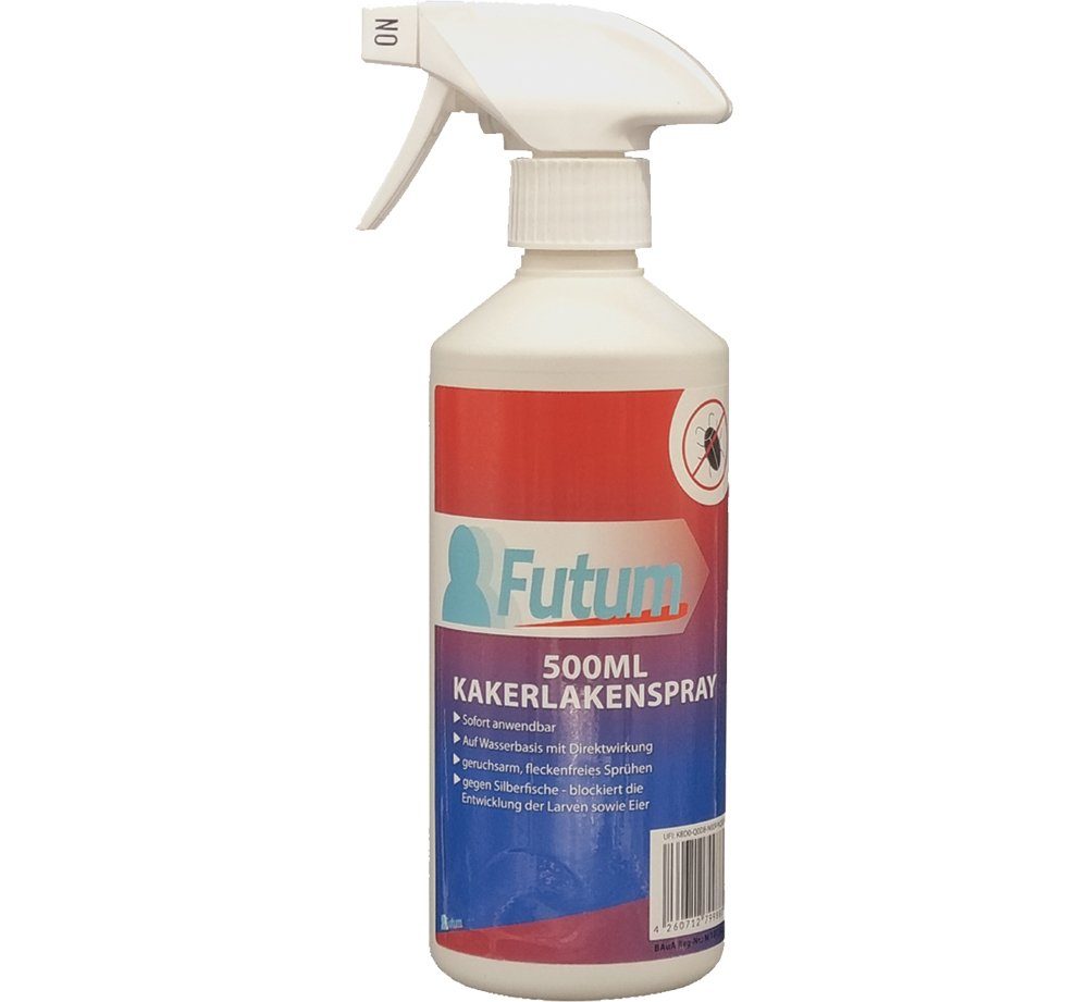 Schaben Spray auf / ätzt FUTUM Wasserbasis, Insektenspray geruchsarm, Spray Langzeitwirkung mit Küchenschaben Abwehr, 1-St., brennt Kakerlaken nicht,