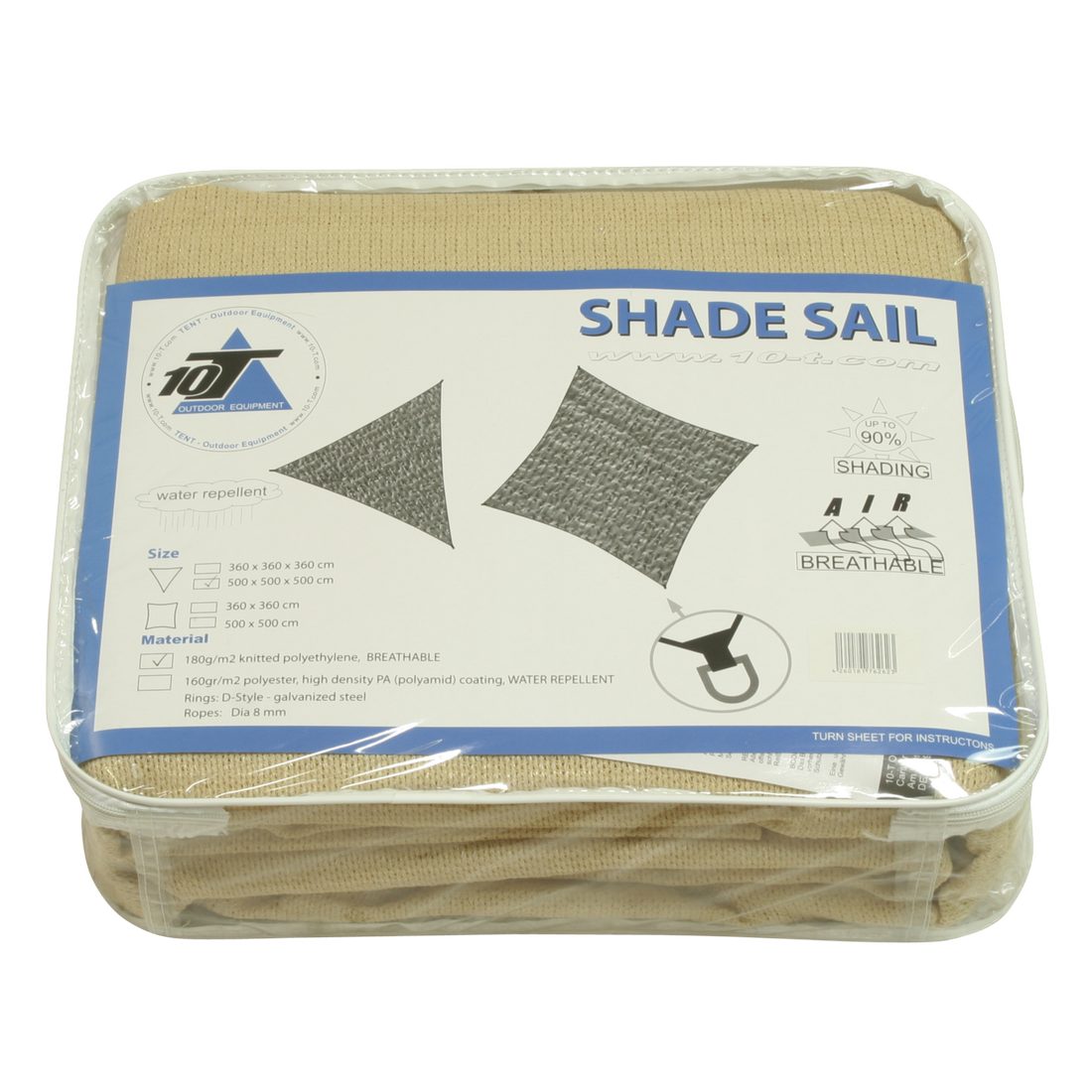 10T Sonnensegel EMERSON Dreieck Tarp Sonnensegel wetterbeständig, UV-Schutz