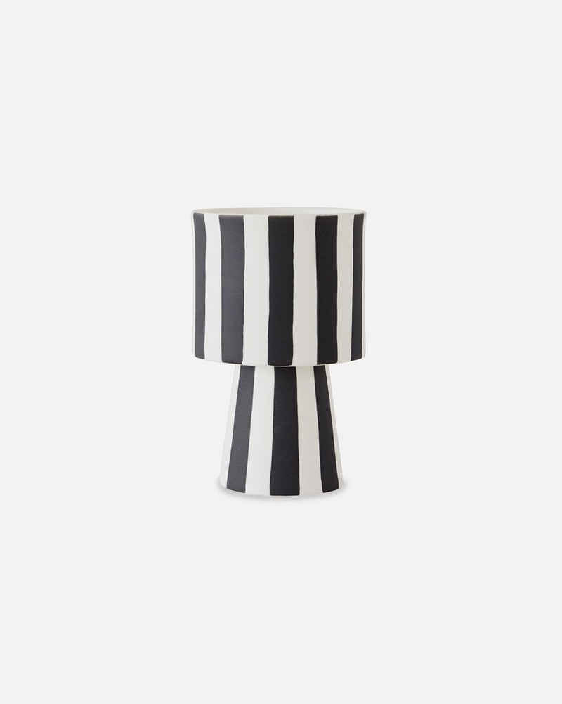 OYOY Übertopf Toppu Pot Klein - Blumentopf/Vase aus Keramik 15x10 cm, Schwarz/Weiß