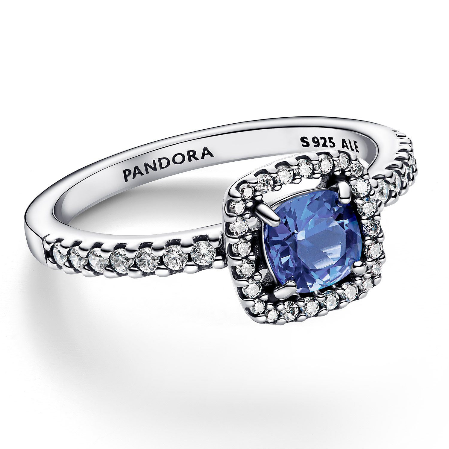 Pandora Silberring Damen-Silber Funkelndes Quadrat Blau günstig online kaufen