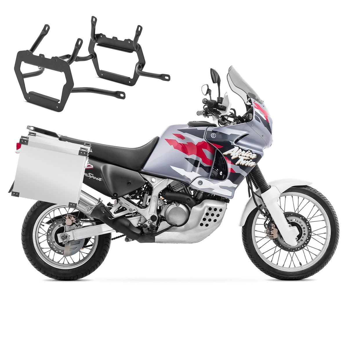 Bagtecs Kofferset Set Alukoffer + Kofferträger passend für Honda Africa Twin XRV 750 93-