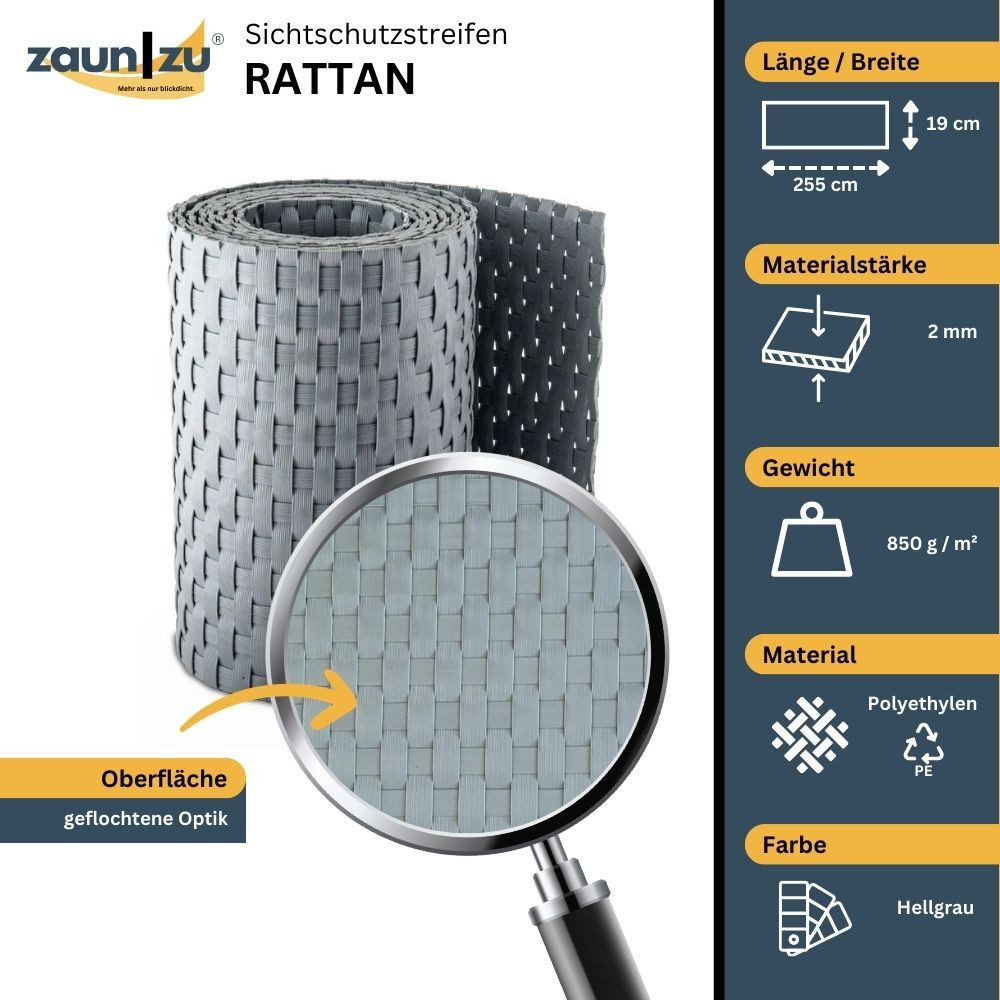 zaunzu Sichtschutzstreifen Rattan Einzelstreifen für Doppelstabmatten günstig online kaufen