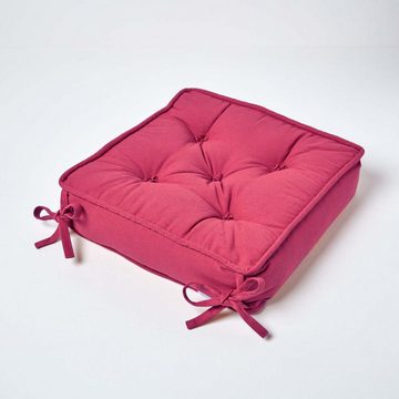 Homescapes Sitzkissen Sitzkissen rot – Sitzerhöhung/Stuhlkissen 40 x 40 cm mit Baumwollbezug