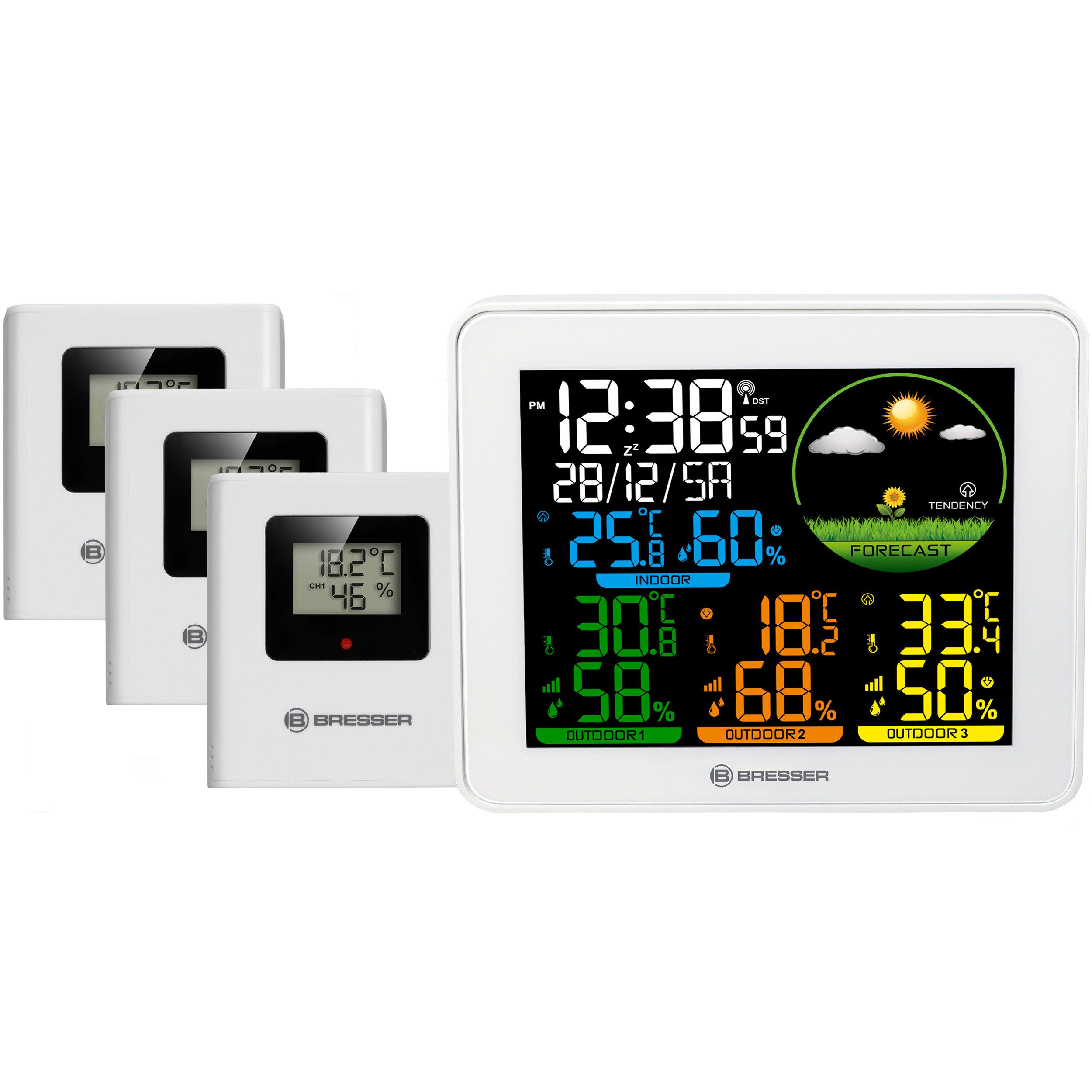 BRESSER BRESSER Farbwetterstation mit 3 Sensoren Wetterstation