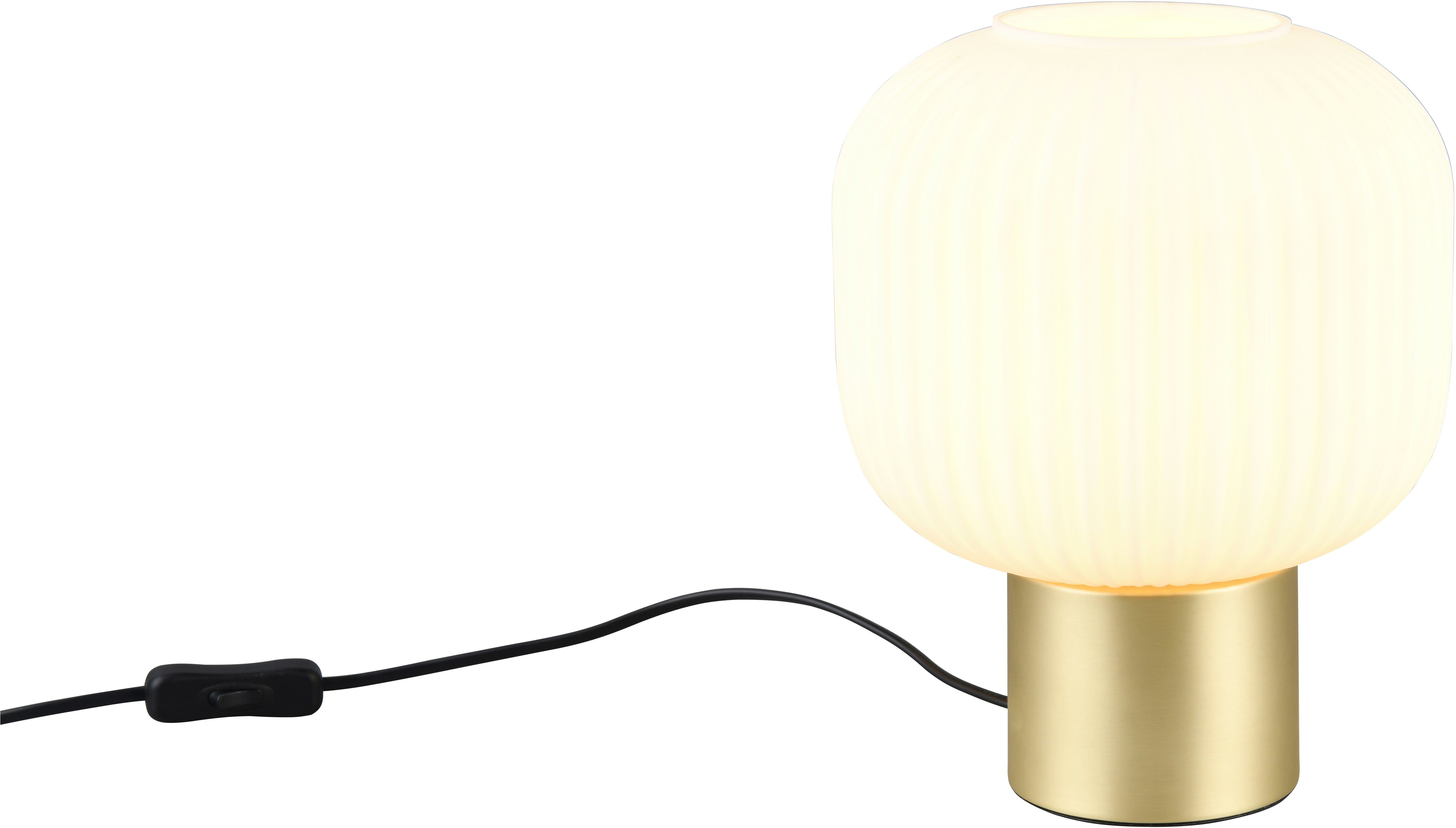 TRIO Leuchten Schreibtischlampe DIVA, E27 Tischleuchte mit Glasschirm Ø 20cm, exkl 1xE27 max 40W, Leuchtmittel wechselbar, warmweiß - kaltweiß, Schnurschalter 150cm Kabel Höhe 26cm Nachttischlampe Kommode Sideboard