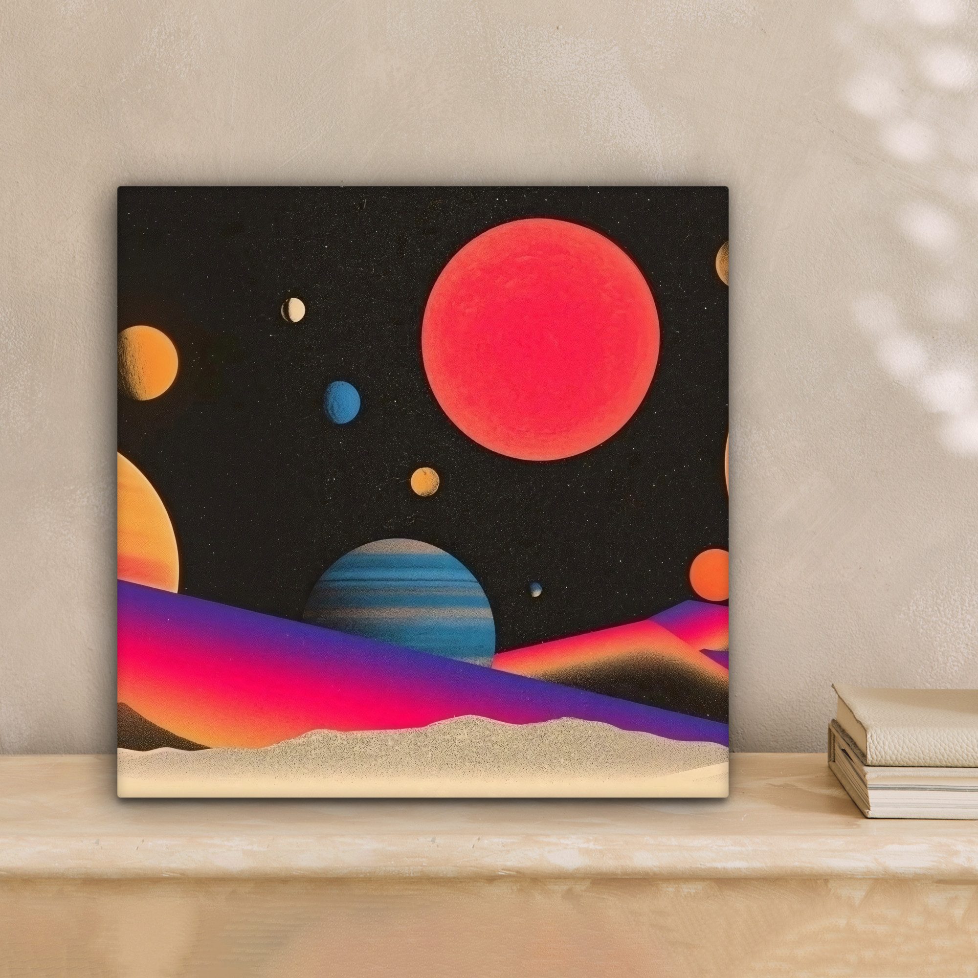 OneMillionCanvasses® Leinwandbild Himmel - Planeten - Leuchtend bunt, Fotodruck (1 St), Wandbild, Deko Schlafzimmer Wohnzimmer Flur 20x20 cm