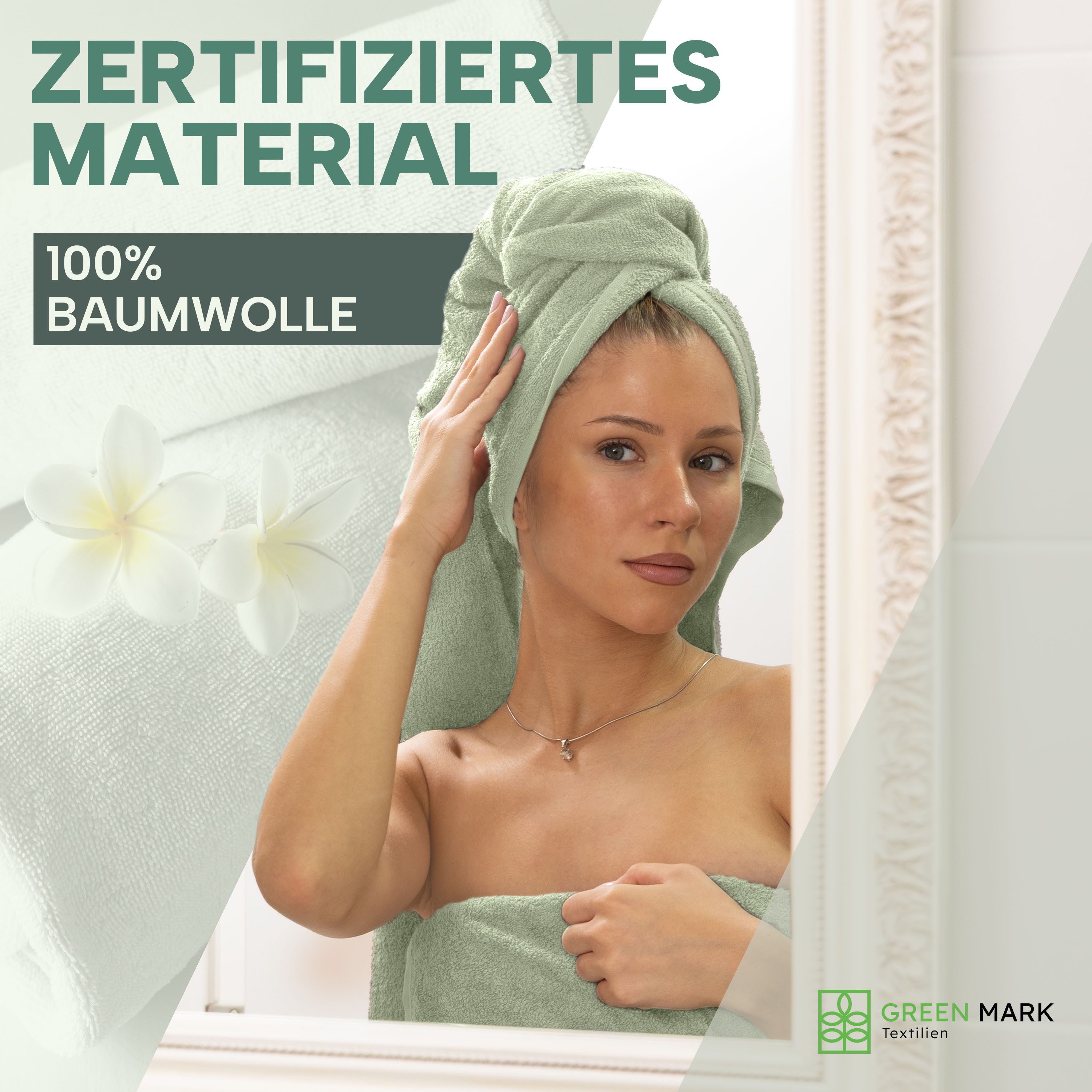 NatureMark Handtücher 8er-Sparpack Handtücher 50x100cm, Baumwolle (8-St), 8X Handtücher, 100% Baumwolle, Moos grün, 50 x 100cm – Bild 2 von 3