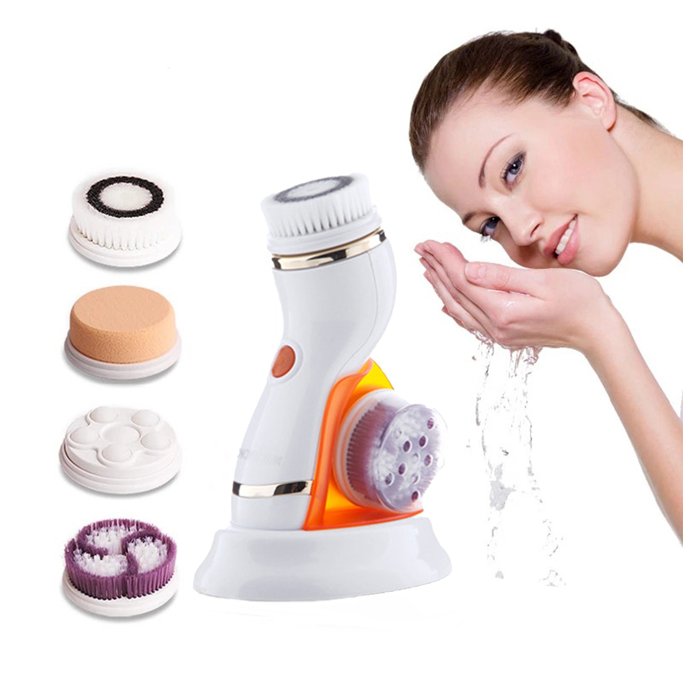 Mitesser,Porenreinigung,Akneentfernung in Gesichtsreinigungsbürste,4 Kosmetikbehandlungsgerät KINSI für Geeignet 1,Schönheitsgeräte, Elektrische Orange