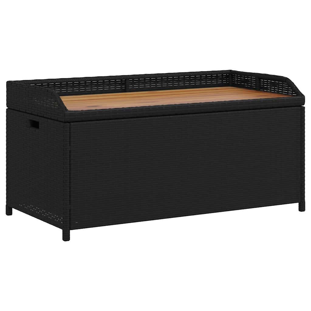 furnicato Truhenbank Bank mit Stauraum Schwarz 100x50x52 cm Poly Rattan Massivholz (1-St)