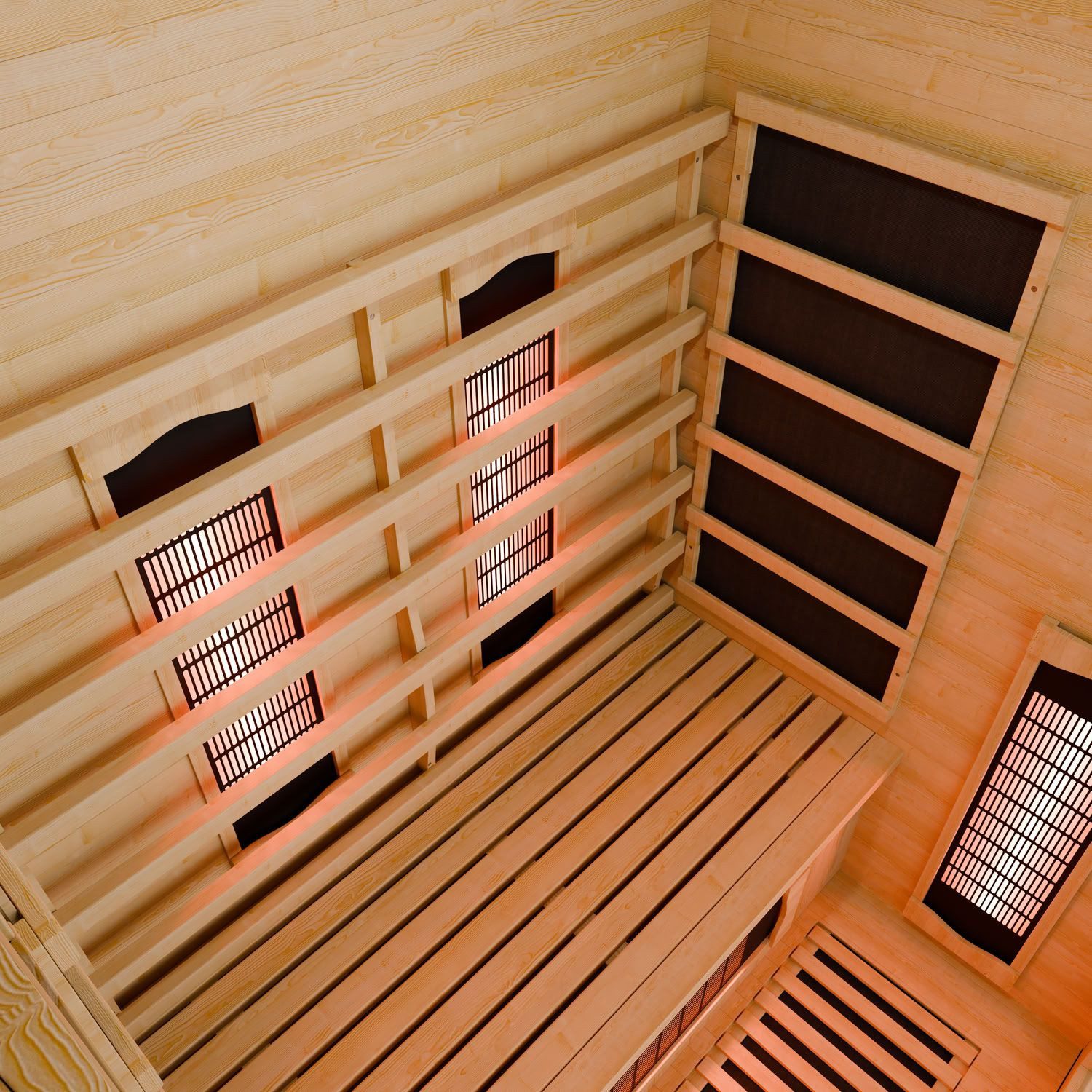 Artsauna Infrarotkabine Kiruna120 Dual Technologie, BxTxH: 120 x 105 x 190 cm, für 2 Personen, Hemlock-Holz, HiFi-System, Ionisator, LED-Farblicht – Bild 3 von 5