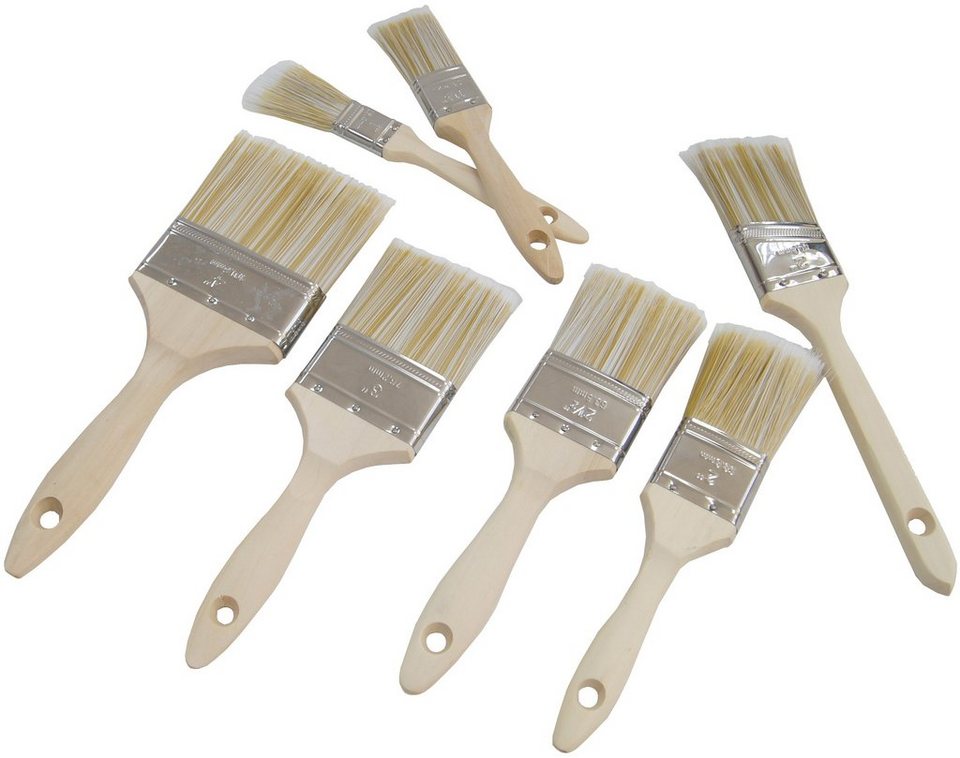 Connex Pinsel Für wasserbasierte Farben & Lacke - gerade & schräge  Flachpinsel, (Set, 7 St), Helle Kunststoffborsten - Borstenstärke 6