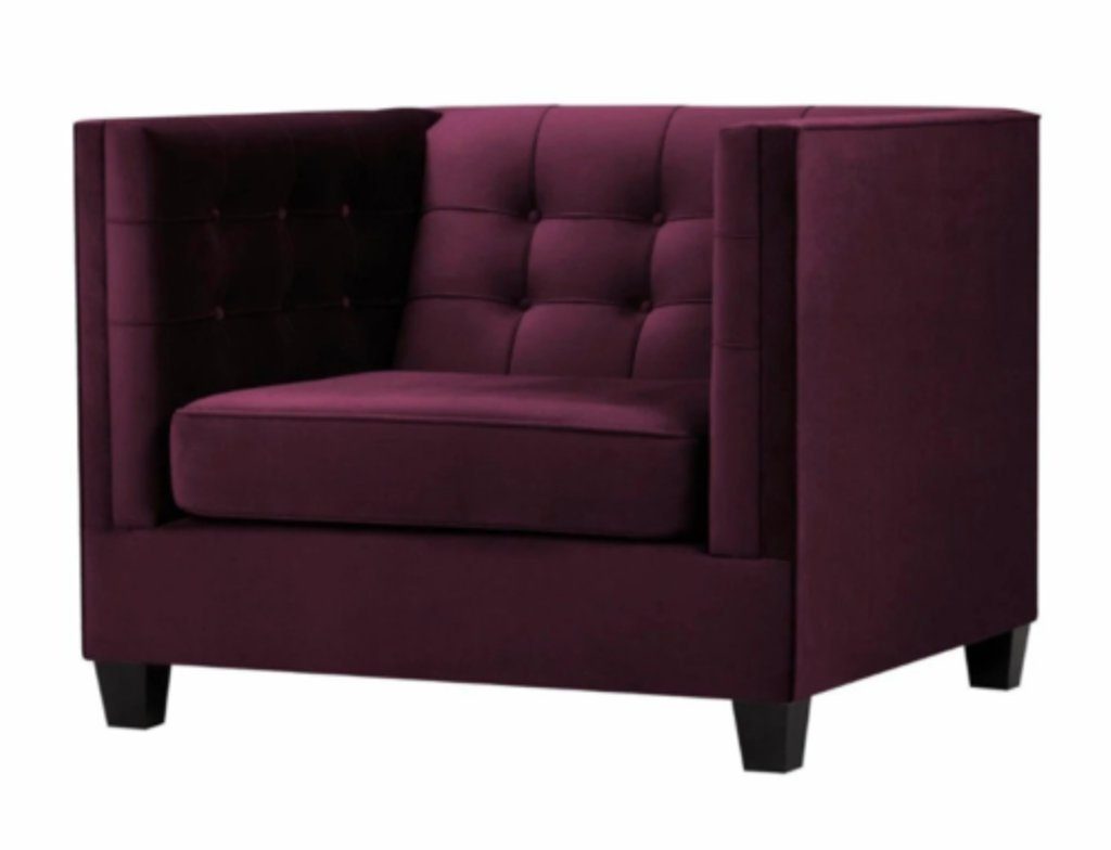 JVmoebel Chesterfield-Sessel, Sessel Chesterfield Textil Stoff Violett Kreative Möbel Neu Wohnzimmer Modern