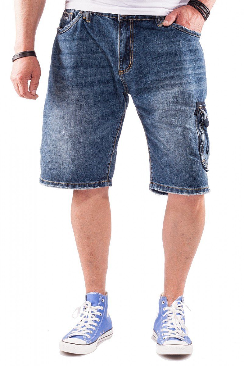 UNCS Jeansshorts mit Zollstocktasche, Werkzeugschlaufe und Cargotasche