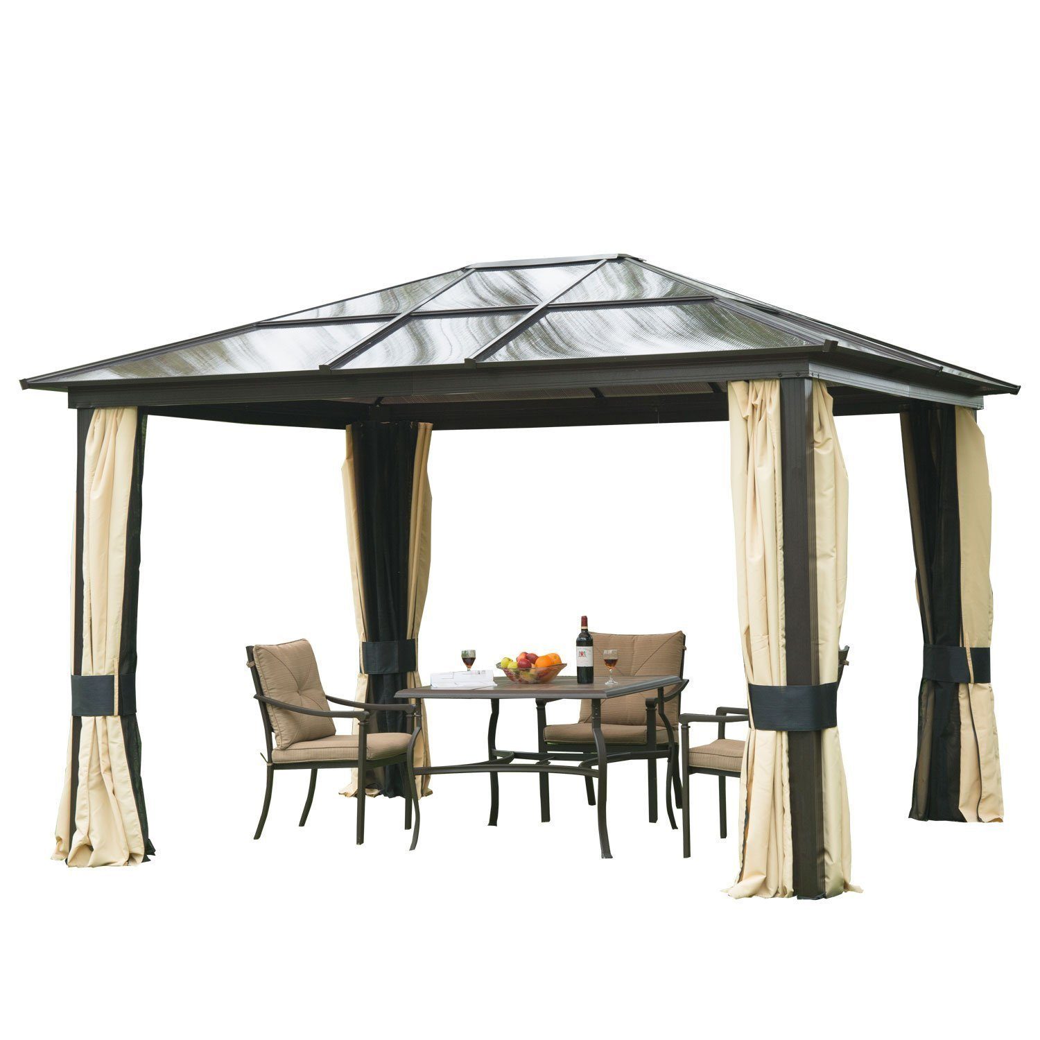 Outsunny Pavillon Gartenzelt mit lichtdurchlässigem Dach, günstig online kaufen
